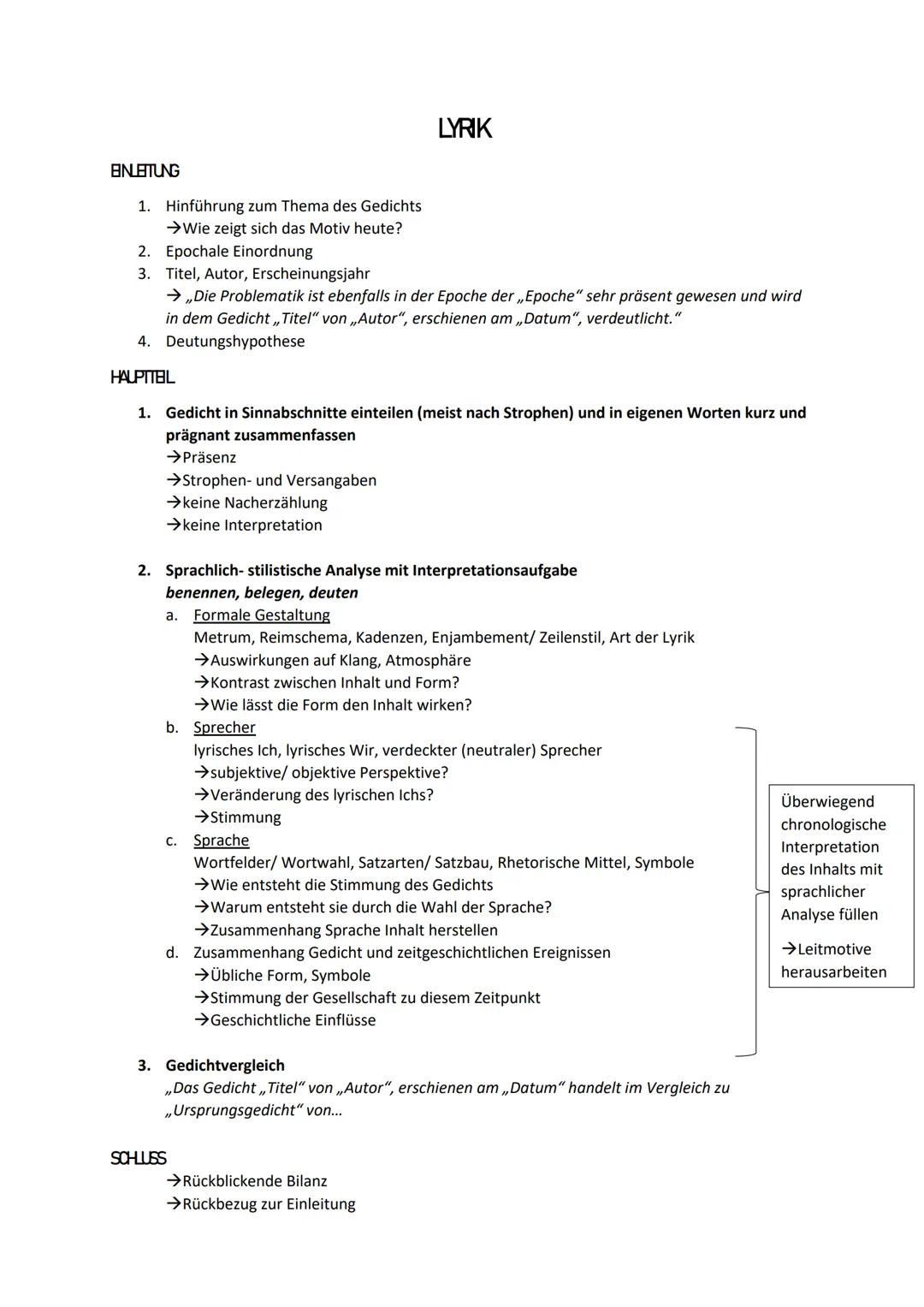 Abiturzusammenfassung Lyrik