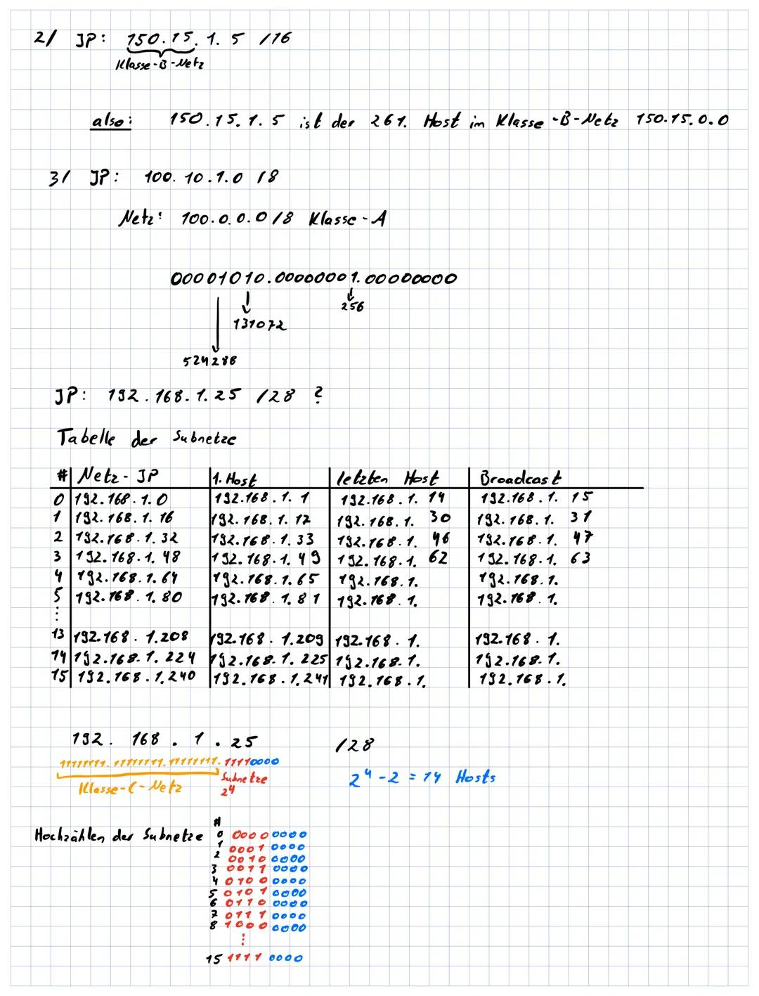 Adresse besleht aus 4 Oktetten, abgetrennt durch Punkte
Zusammenhang en hangung aus 8 Bits = Oktett
d.h. ca. 2320~ Vy Mrd. Adressen
Binärsy