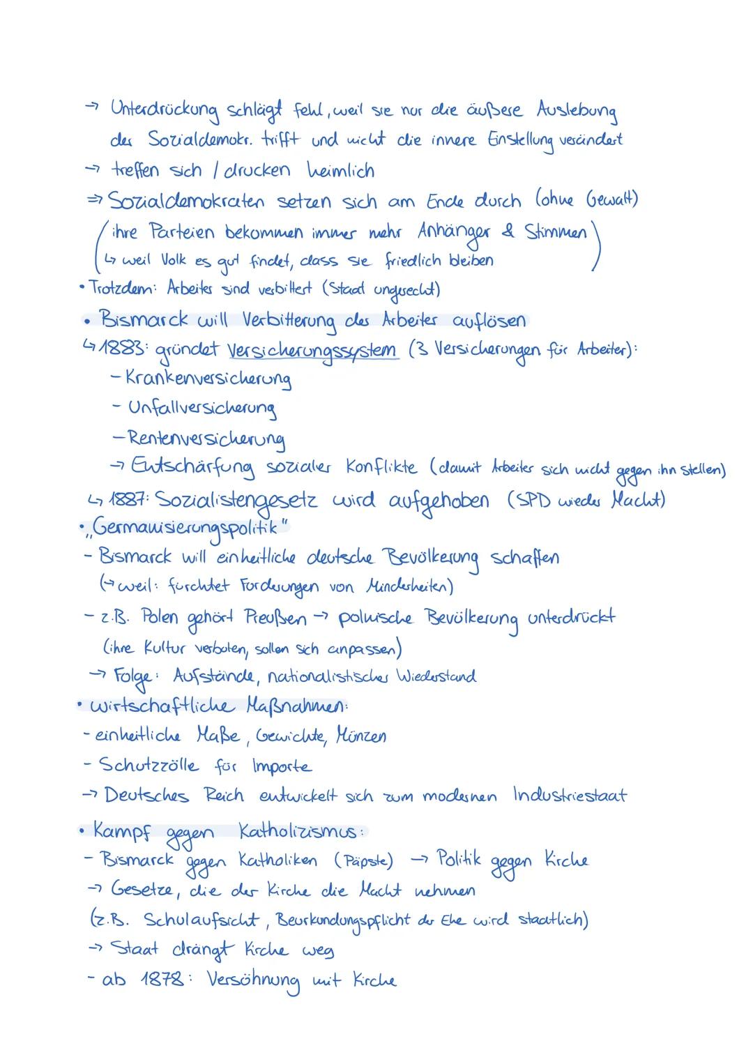 Lernzettel- Bismarck
GRÜNDUNG DES DEUTSCHEN KAISERREICHS
• 1848: Deutsche Revolution gescheitert (Friedrich Wilhelm lehut Kaiserkrone ab)
↳