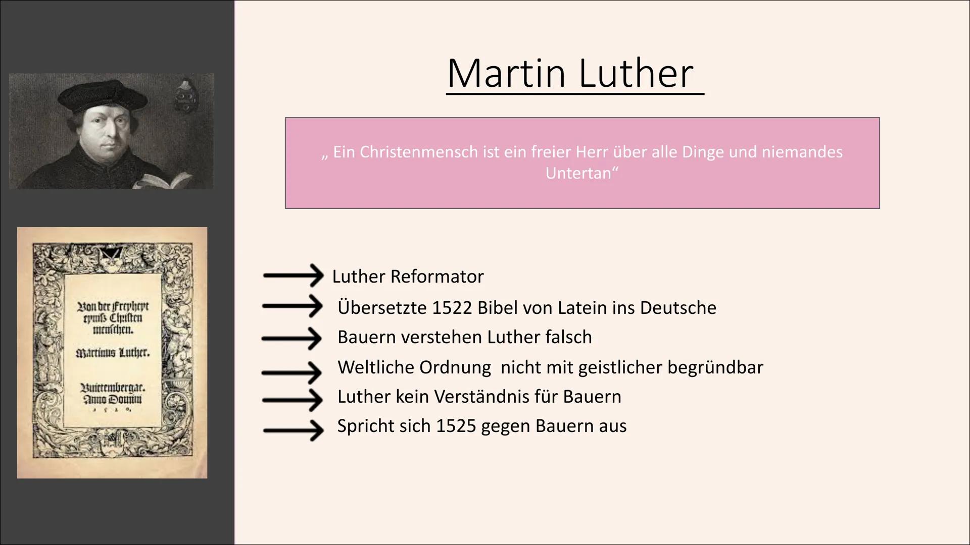 Der Bauernkrieg Situation der
Bauern
Verlauf
Verbreitung der
Bauernkriege
Gliederung
Martin Luther
12 Artikel
Folgen und
Ursache
Niederlage