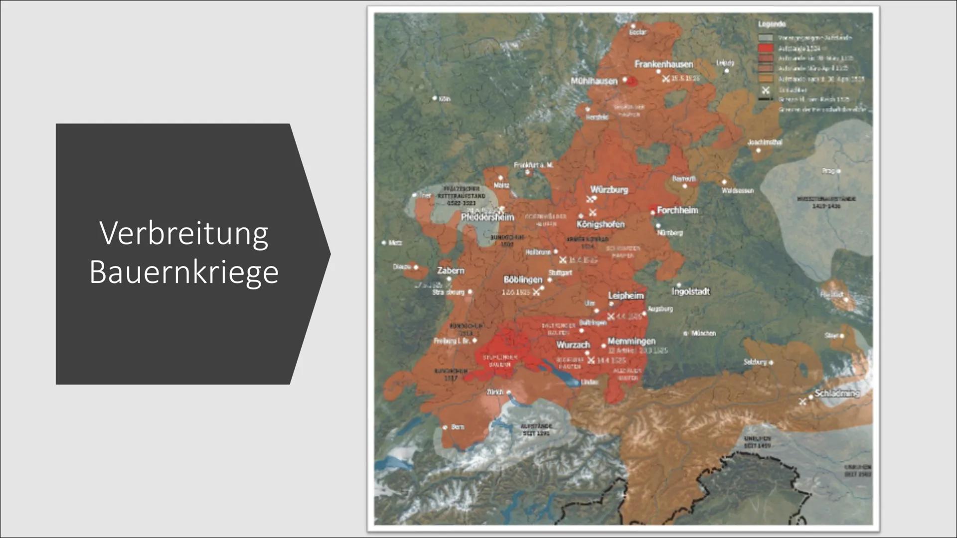 Der Bauernkrieg Situation der
Bauern
Verlauf
Verbreitung der
Bauernkriege
Gliederung
Martin Luther
12 Artikel
Folgen und
Ursache
Niederlage