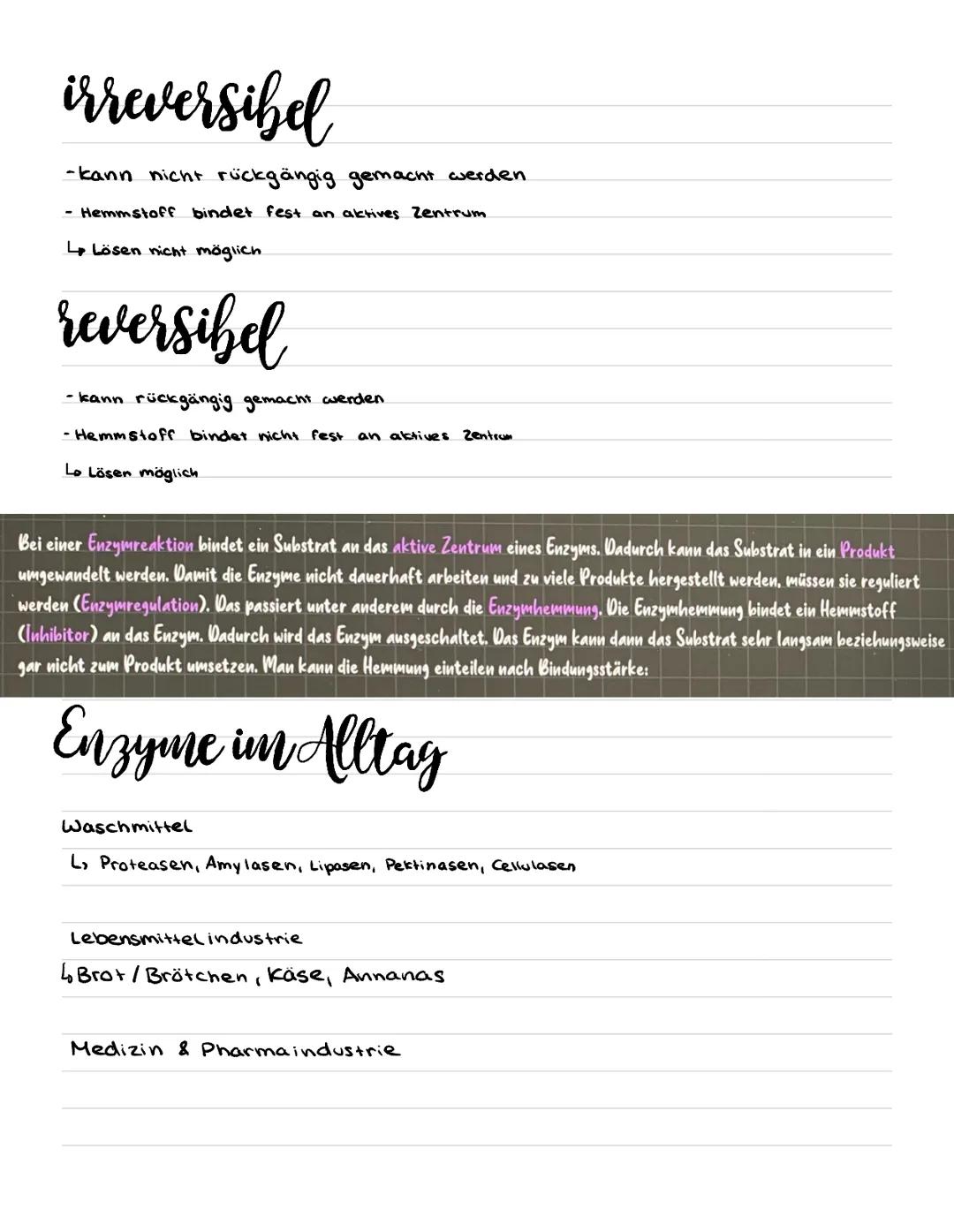 Enzyme
L> Enzyme sind biologische katalysatoren, welche Stoffwechse(reaktionen in Gang
setzen & Stevern, ohne dabei selbst verändert zu werd