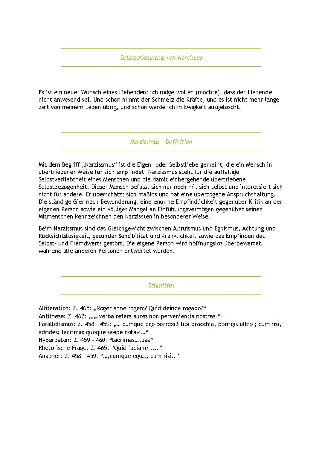 Ovids Metamorphosen: Die Geschichte von Narcissus und Echo