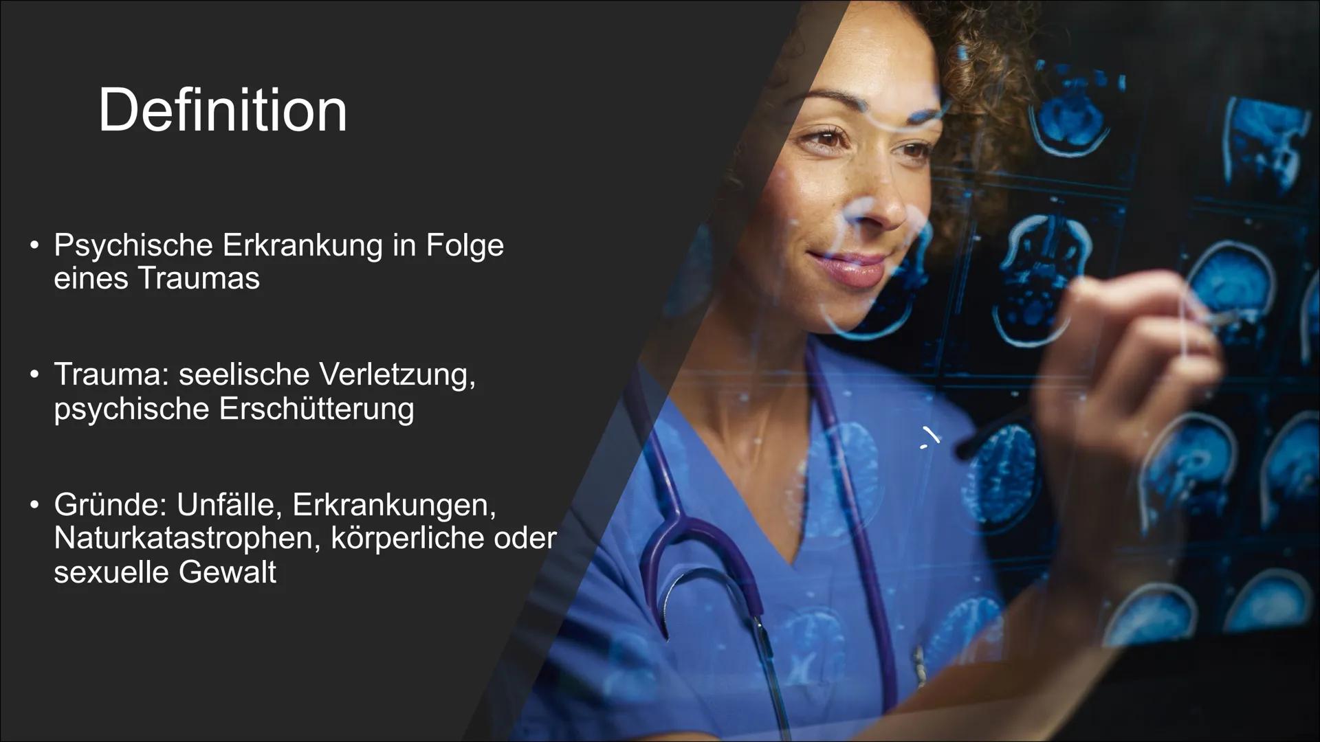# Posttraumatische
# Belastungsstörung Inhaltsverzeichnis
■ Definition
■ Symptome
■ Verlauf
■ Neurologischer Ablauf
■ Störungsbild
A3S