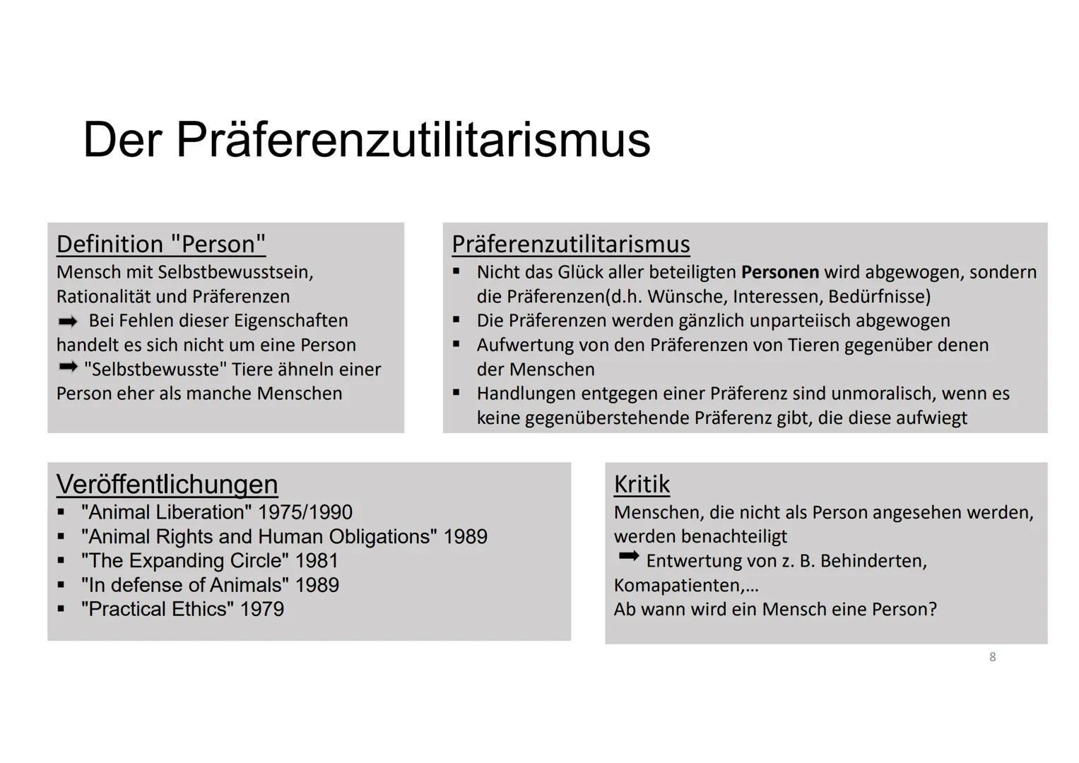 Peter
Singer
Der Präferenzutilitarismus Leben
Seine Eltern
wandern 1938
nach Australien
aus
Geboren am
6. Juli 1946 in
Melbourne
Ausbildung