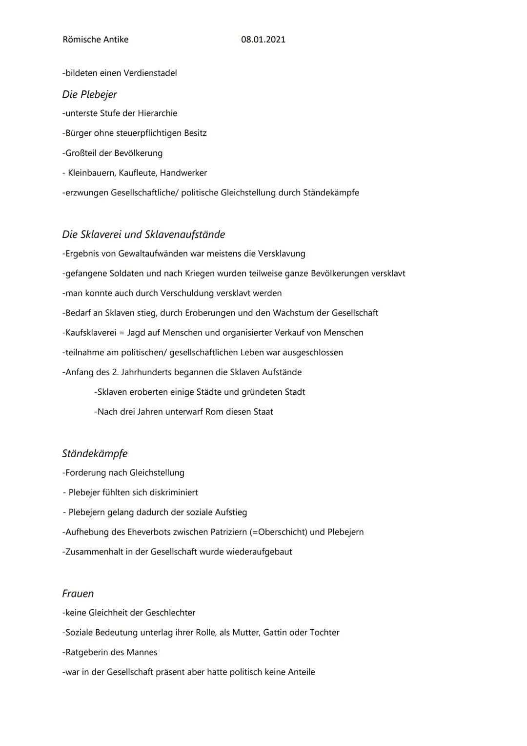 Römische Antike
08.01.2021
Die Römische Republik
1. Phase: ,,frühe Republik" von 500- 278 v. Chr.
- Phase war geprägt von Ständekämpfen gege