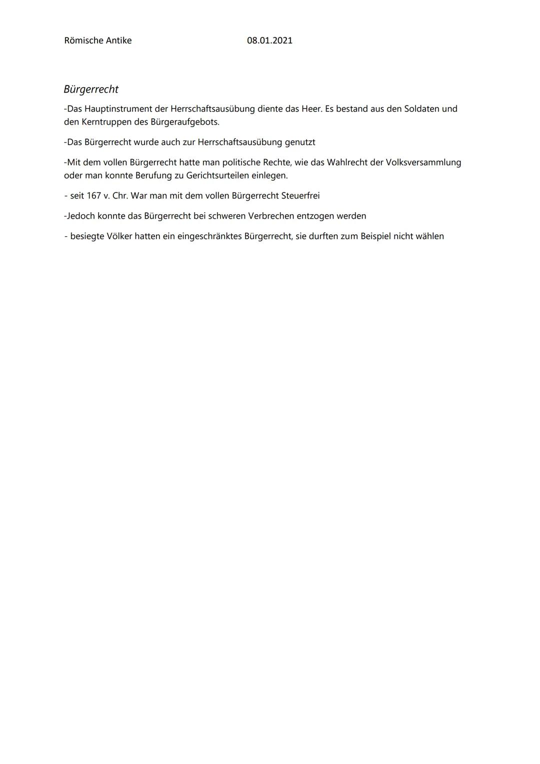 Römische Antike
08.01.2021
Die Römische Republik
1. Phase: ,,frühe Republik" von 500- 278 v. Chr.
- Phase war geprägt von Ständekämpfen gege