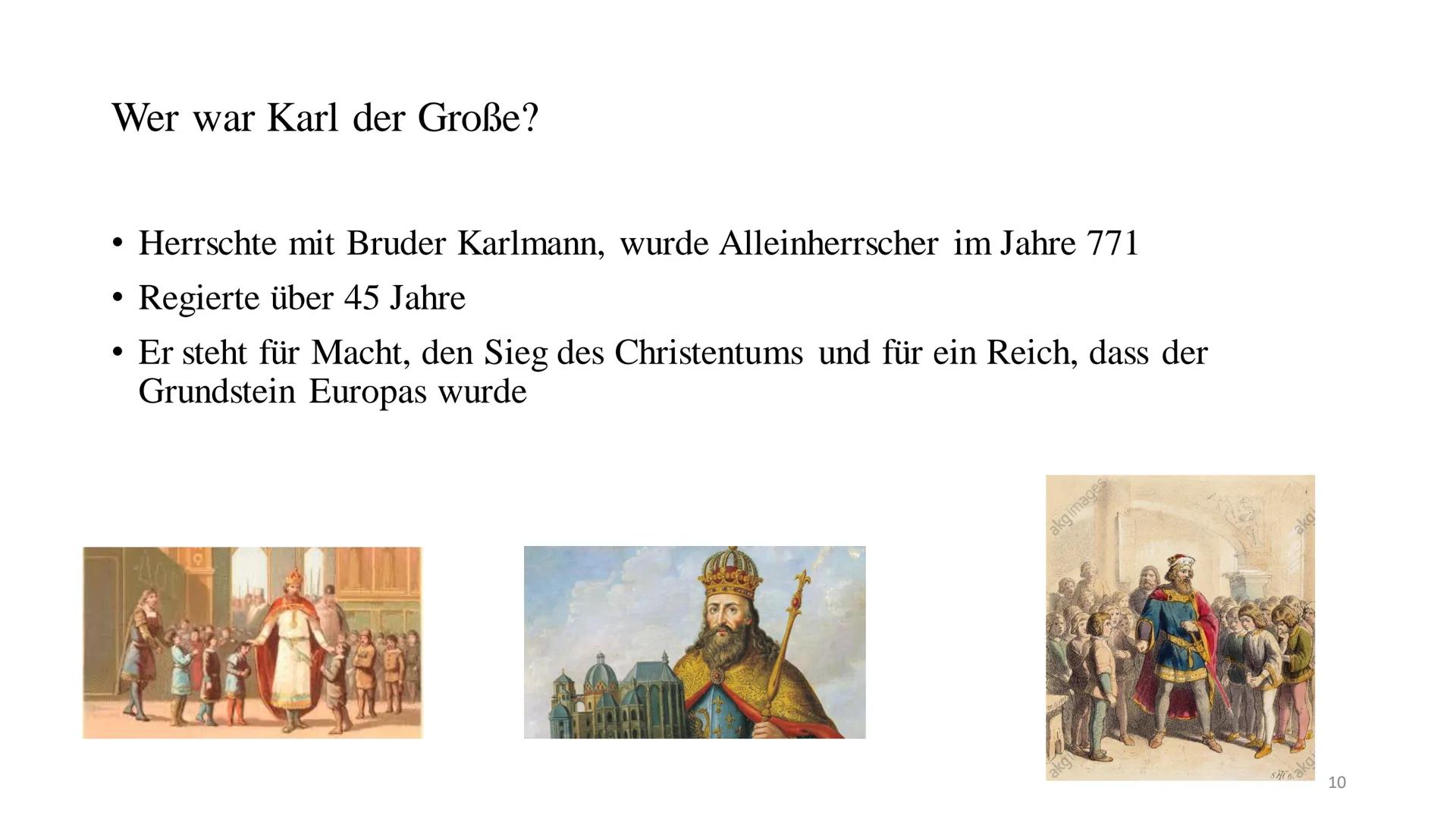 Karl der Große Inhaltsverzeichnis
Wer war Karl der Große ?
Kaiserkrönung
• Der Widukind
Sachsenkriege
Zeitstrahl
Quiz
Quellen
●
● Warum hieß