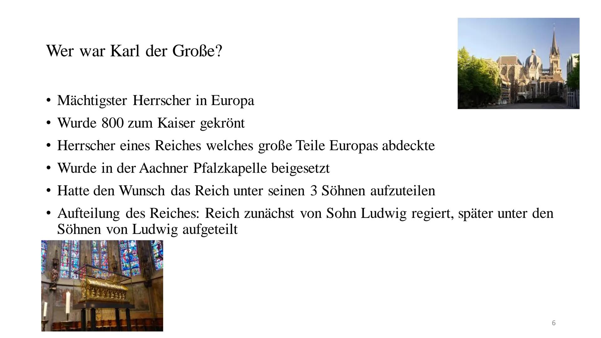 Karl der Große Inhaltsverzeichnis
Wer war Karl der Große ?
Kaiserkrönung
• Der Widukind
Sachsenkriege
Zeitstrahl
Quiz
Quellen
●
● Warum hieß