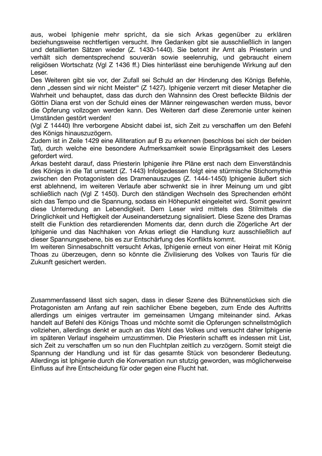 Iphigenie auf Tauris - 4.Aufzug,2. Auftritt
Der zu bearbeitende Dramenauszug des Schauspiels „Iphigenie auf Tauris", welches
seine Uraufführ