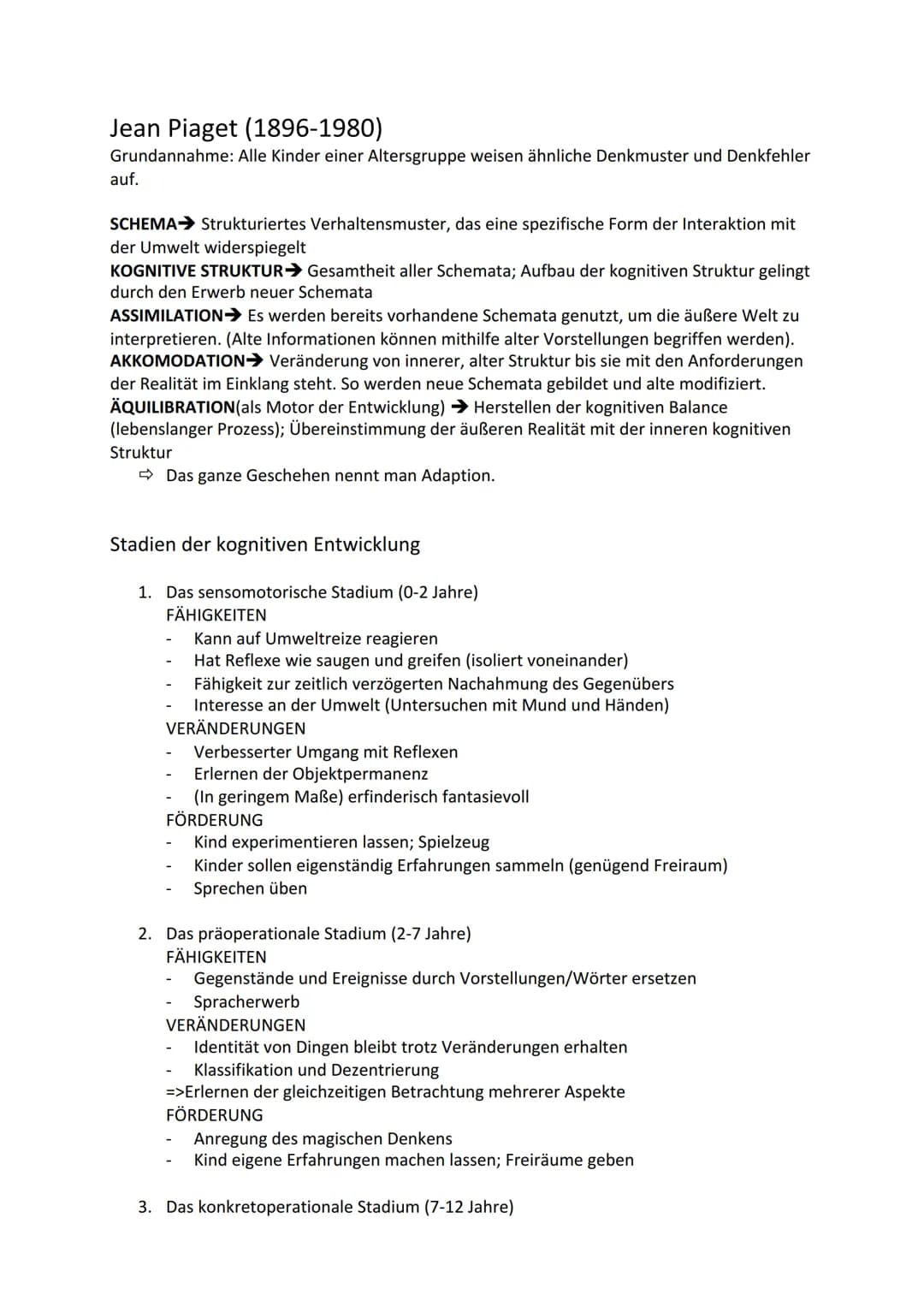 # Jean Piaget (1896-1980)
Grundannahme: Alle Kinder einer Altersgruppe weisen ähnliche Denkmuster und Denkfehler auf.
SCHEMA→ Strukturierte