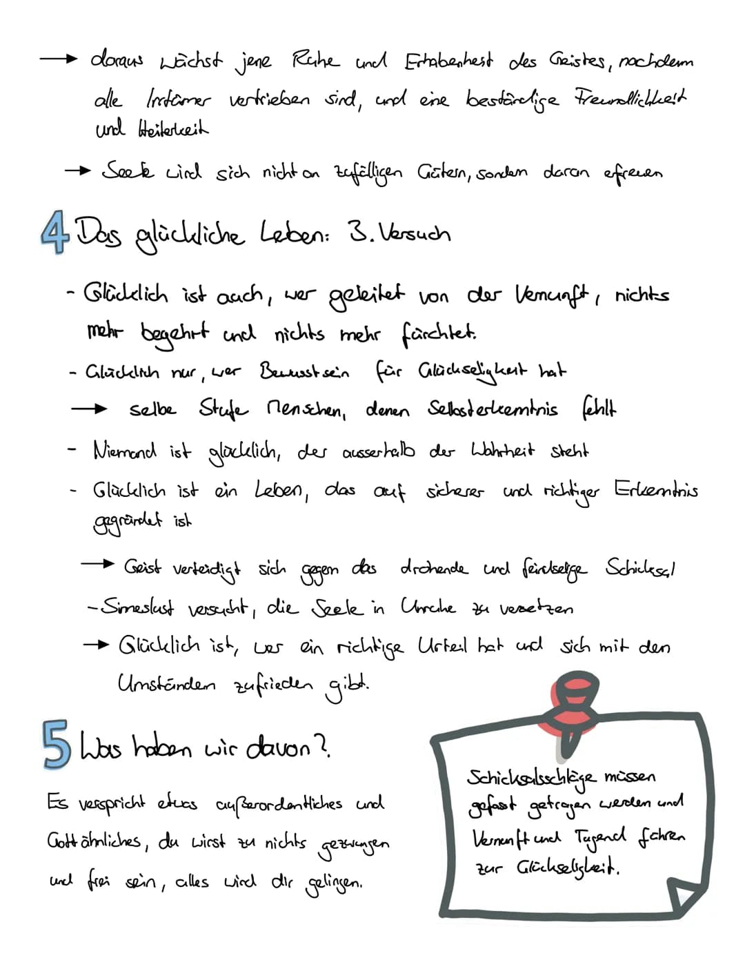 # Das glückliche Leben
- Ziel der Stoiker ist ein gelingendes, glückliches Leben.
## Definition - Seneca
- jeder will glücklich(er) leben,
