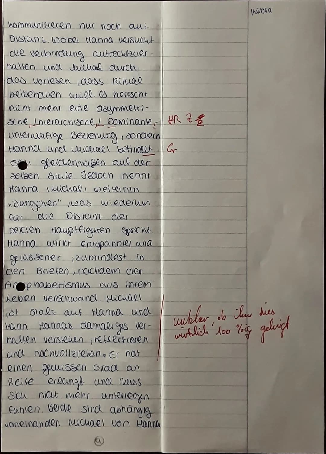 # Deutsch Klausur nr. 4
1) Der vorliegenae Textauszug (5.177-
180) aus dem Roman „Der Vorleser"
verfasst von Bernnara schlink und
veröffentl