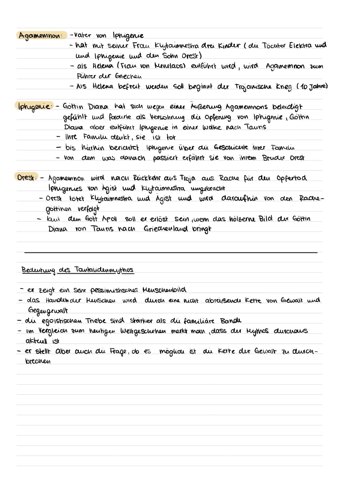 Agamemnon:
- Vater von Iphigenie
- hat mit seiner Frau Klytaimnestra drei Kinder (die Tochter Elektra und
und Iphigenie und den Sohn Orest)