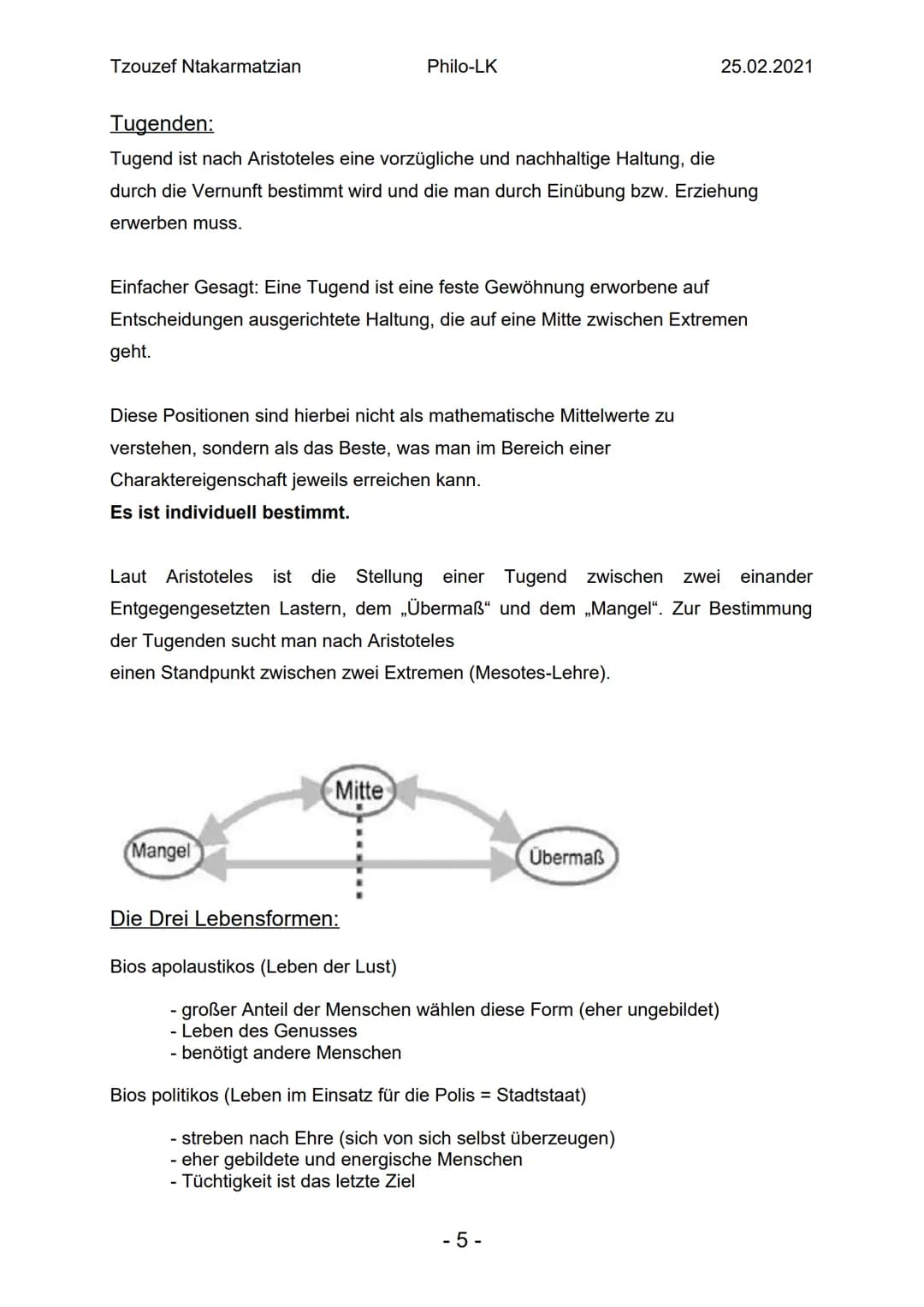Tzouzef Ntakarmatzian Philo-LK 25.02.2021
## .Die Ethik des Aristoteles
### Nikomachische Ethik:
Die Nikomachische Ethik (altgriechisch: