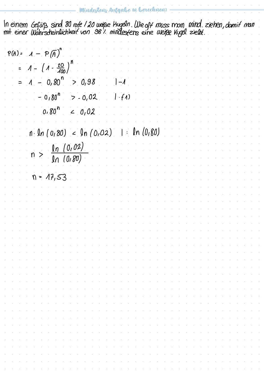 # Test: Stochastik
Definitionen
Wahrscheinlichkeit: P
Teil menge : A
Ereignisse : E (alle möglichen Kombinationen für die Beantwortung der