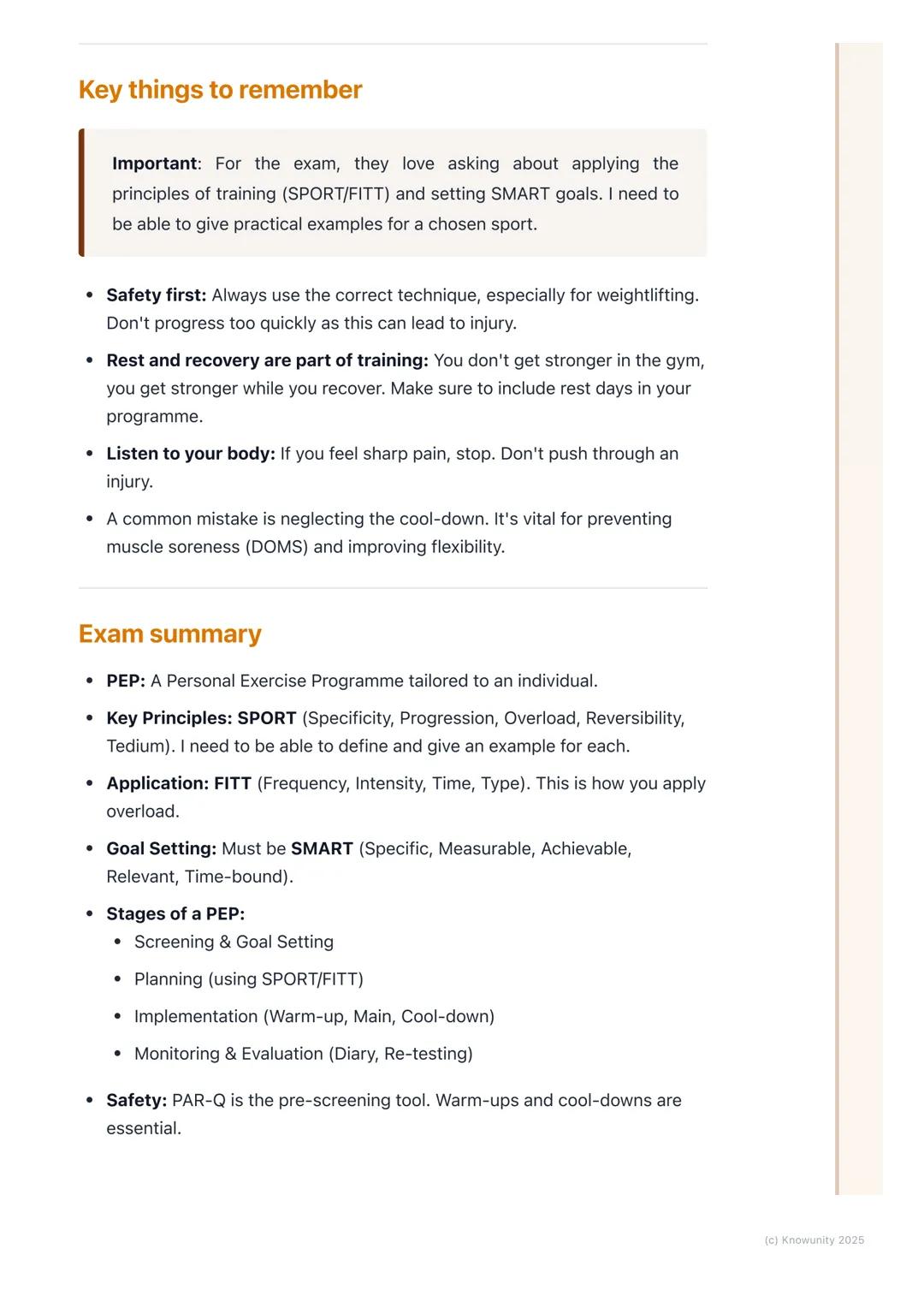 # Developing a Personal
Exercise Programme (PEP)
Introduction to personal exercise programmes
A Personal Exercise Programme (PEP) is a tra