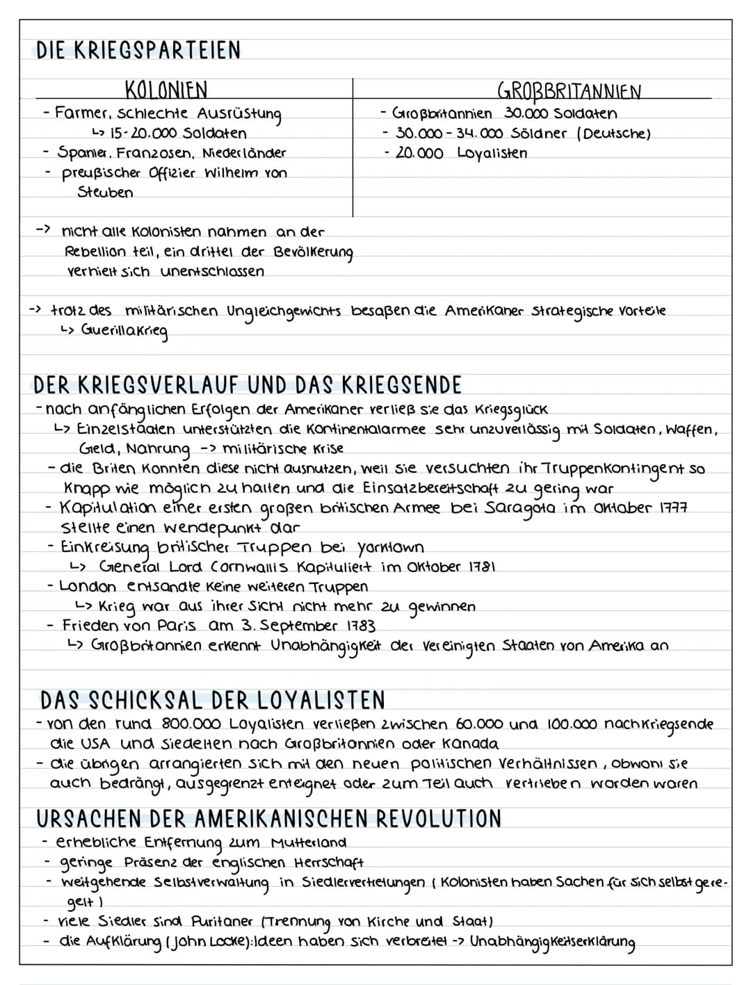 # DIE KRIEGSPARTEIEN
| KOLONIEN | GROSSBRITANNIEN |
|---|---|
| - Farmer, schlechte Ausrüstung | - Großbritannien 30.000 Soldaten |
| - 15-2