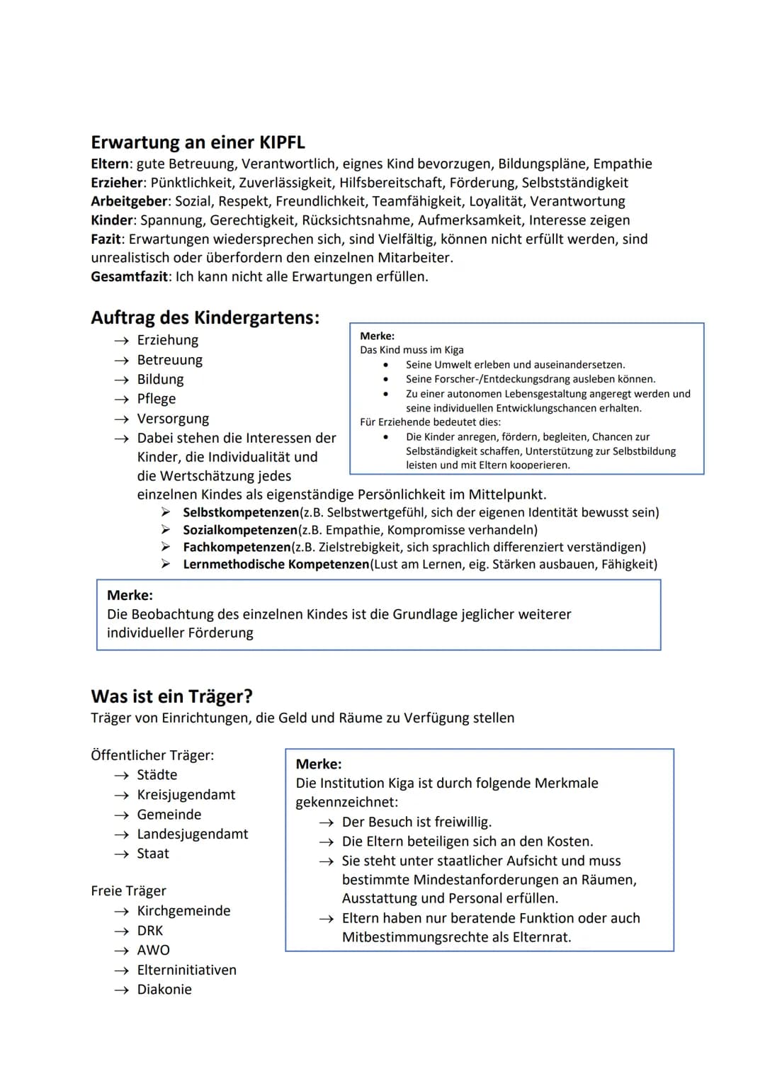Sozialpädagogik
Zusammenfassung
23.12.18
## Tätigkeiten einer KIPFL:
Gesundheitsförderung, Hauswirtschaftliche Versorgung, Sozialpädagogik