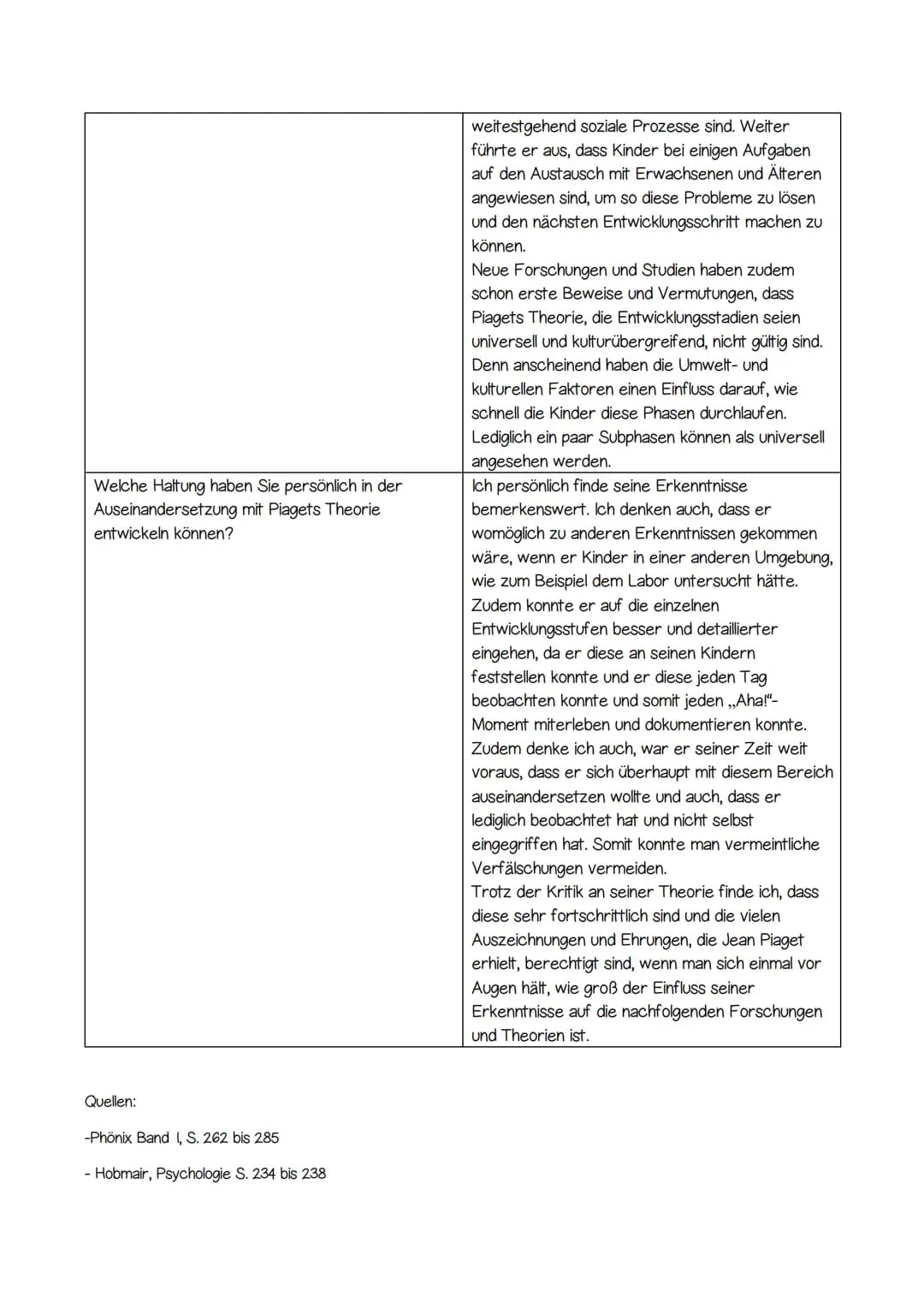 # Lernjob Entwicklungstheorien: Kognitive Entwicklung nach Jean Piaget
## I. Klärung der Grundbegriffe der Theorie Piagets
### Adaption
Mit