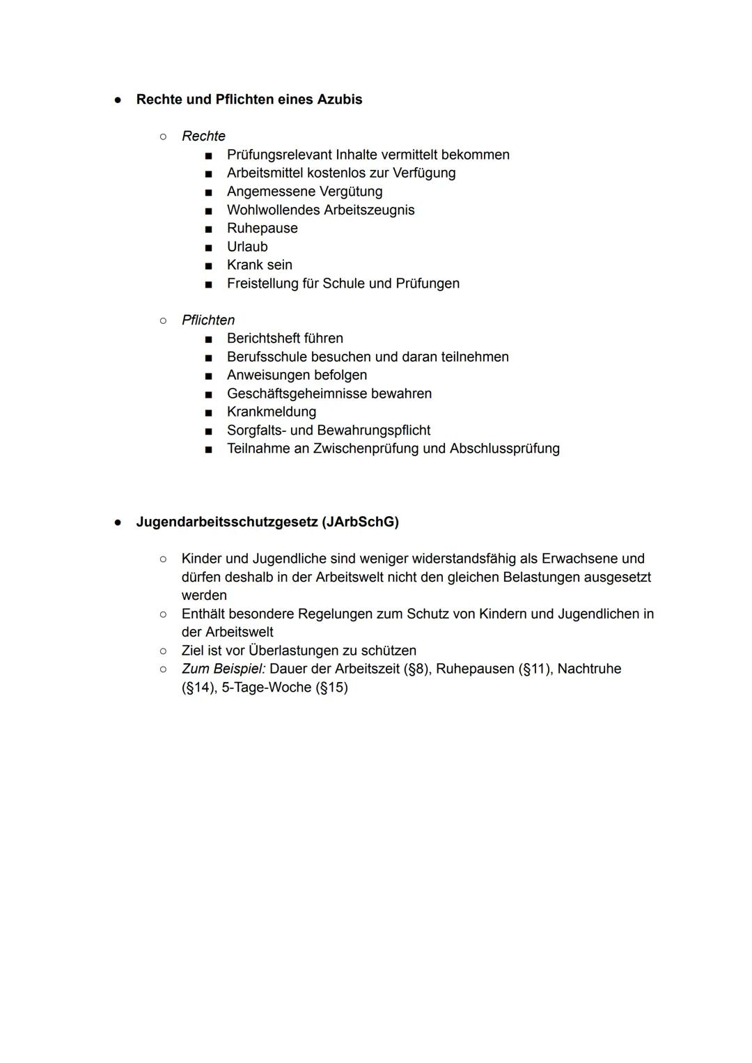 Wirtschaftsklausur - Lernzettel
•
•
•
Ausbildender/Ausbildende = Wer jemand zur Berufsausbildung einstellt
Ausbilder/Ausbilderin = Wer im Be