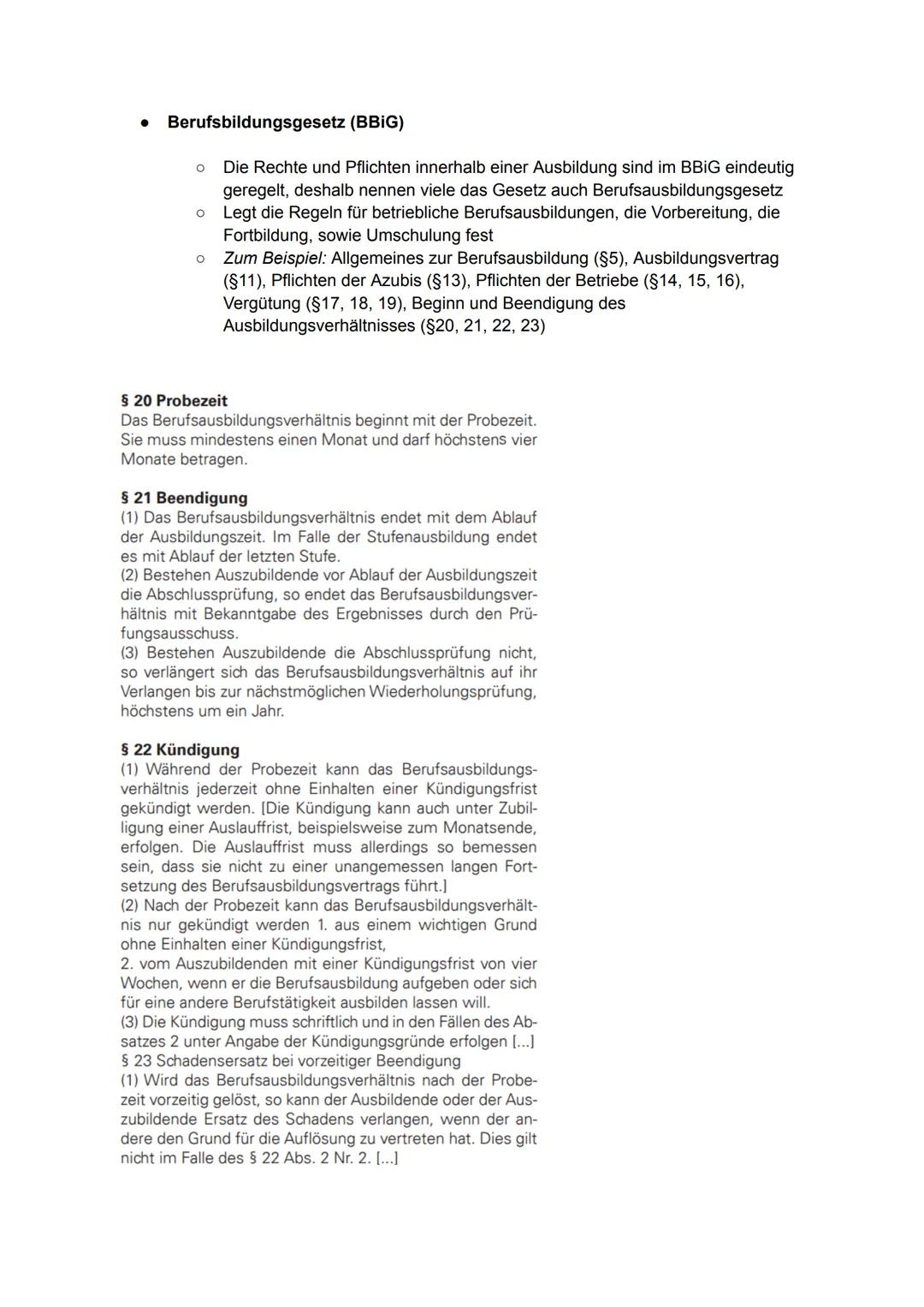 Wirtschaftsklausur - Lernzettel
•
•
•
Ausbildender/Ausbildende = Wer jemand zur Berufsausbildung einstellt
Ausbilder/Ausbilderin = Wer im Be