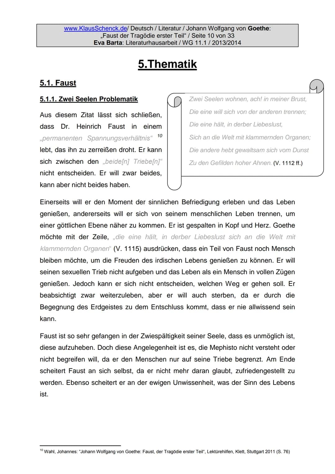 Eva Barta / Literaturhausarbeit
JOHANN
WOLFGANG
VON
GOETHE
FAUST 1
Goethe-Kriegsausgabe
Faust
Eine Tragödie
Im Infel-Verlag zu Leipzig
Dicht