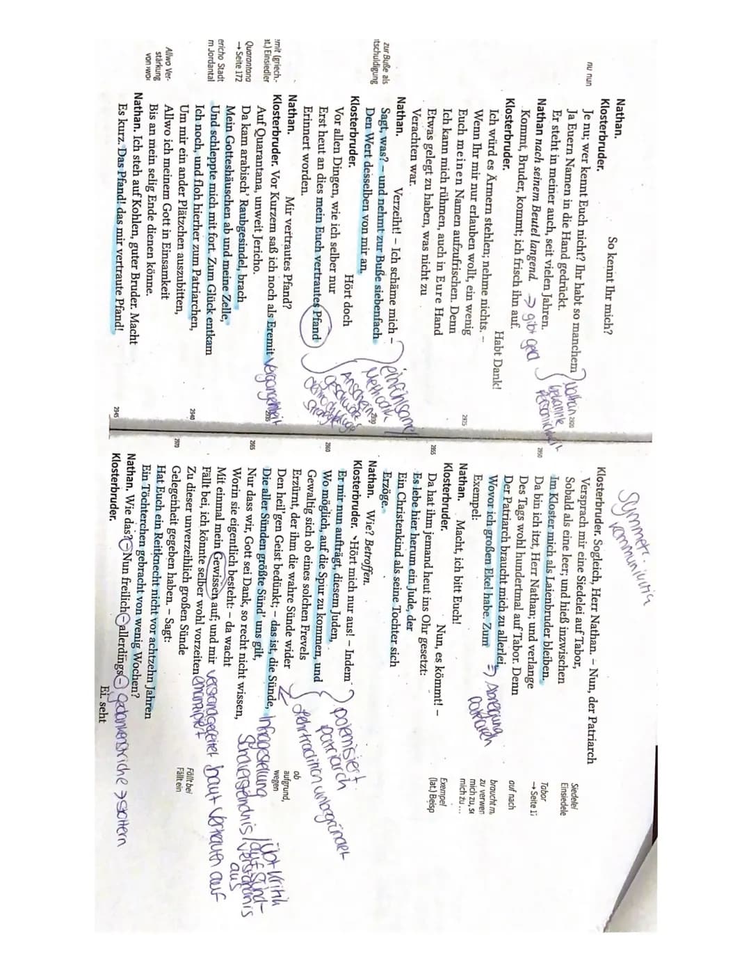 1. Analysieren Sie den Dialog zwischen Nathan und dem Klosterbruder im Auftritt
IV,7 (V. 2912-V. 3125) unter besonderer Berücksichtigung der