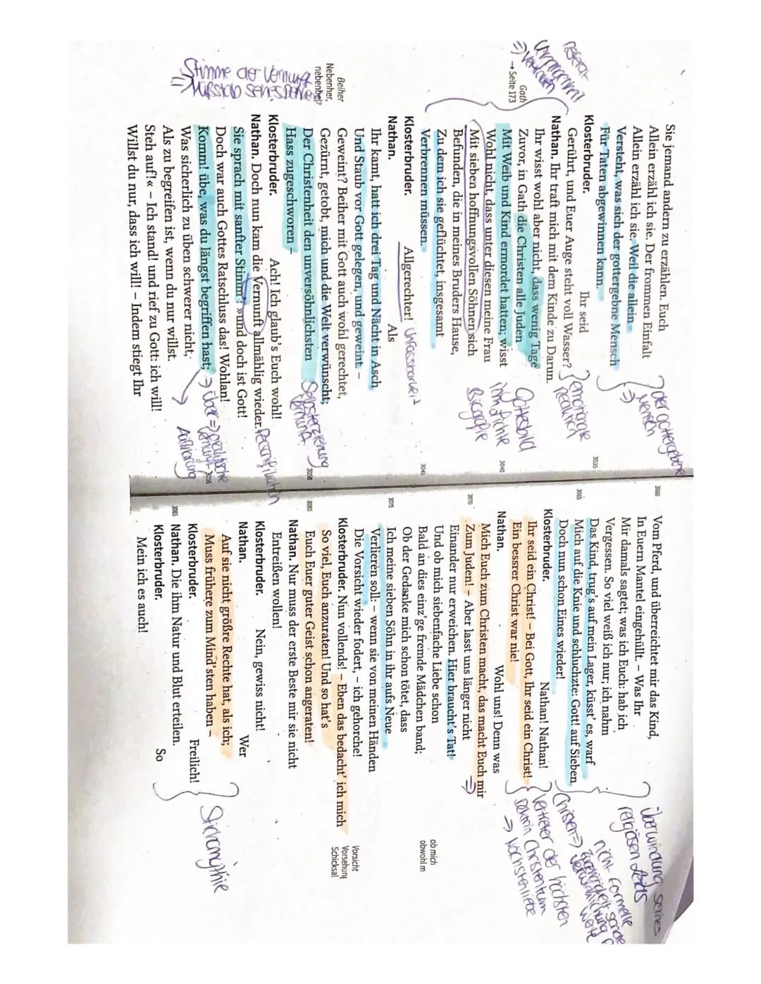 1. Analysieren Sie den Dialog zwischen Nathan und dem Klosterbruder im Auftritt
IV,7 (V. 2912-V. 3125) unter besonderer Berücksichtigung der