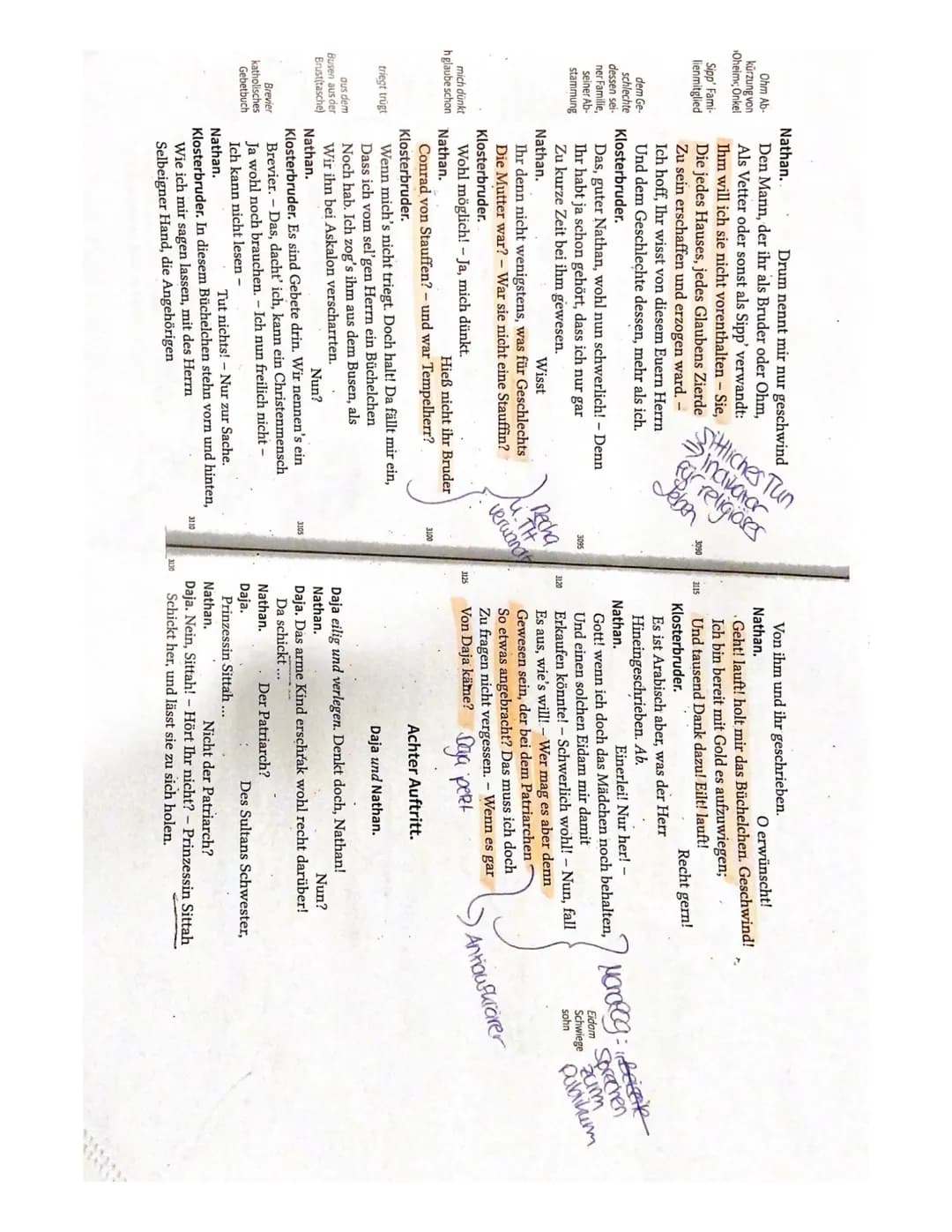 1. Analysieren Sie den Dialog zwischen Nathan und dem Klosterbruder im Auftritt
IV,7 (V. 2912-V. 3125) unter besonderer Berücksichtigung der