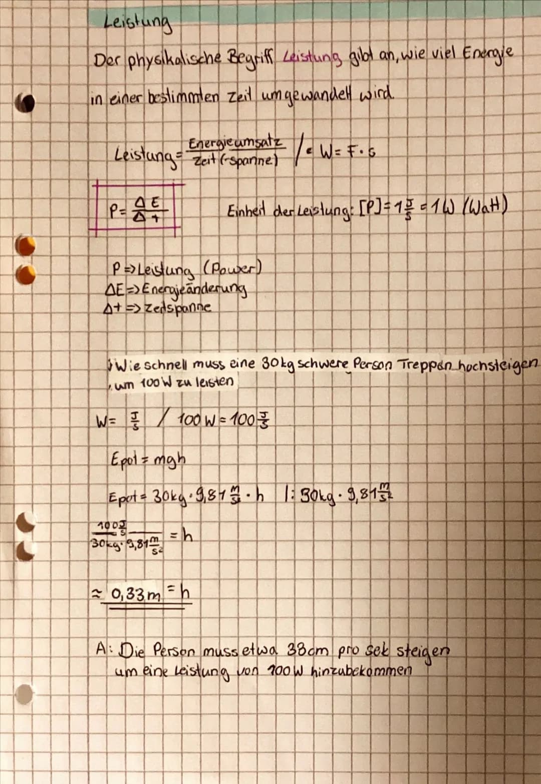 # Leistung
Der physikalische Begriff Leistung gibt an, wie viel Energie
in einer bestimmten Zeit umgewandelt wird.
Leistung = $\frac{\text{E