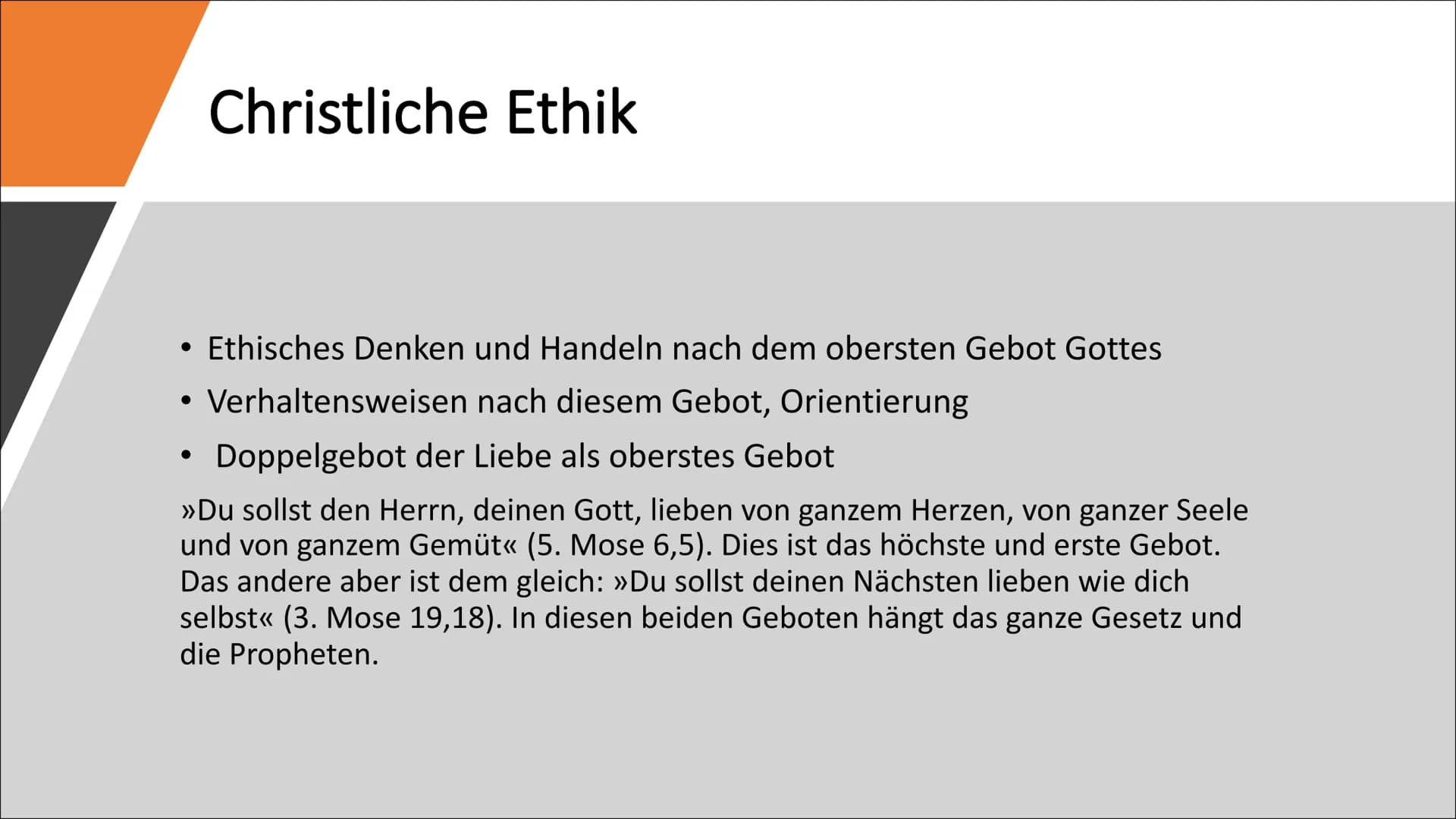 # Christliche Ethik
Handout von Jill, .....
## Gleichnis: Der barmherzige Samariter
* Bildlich dargestellter Sachverhalt
* Zeigt den Leut