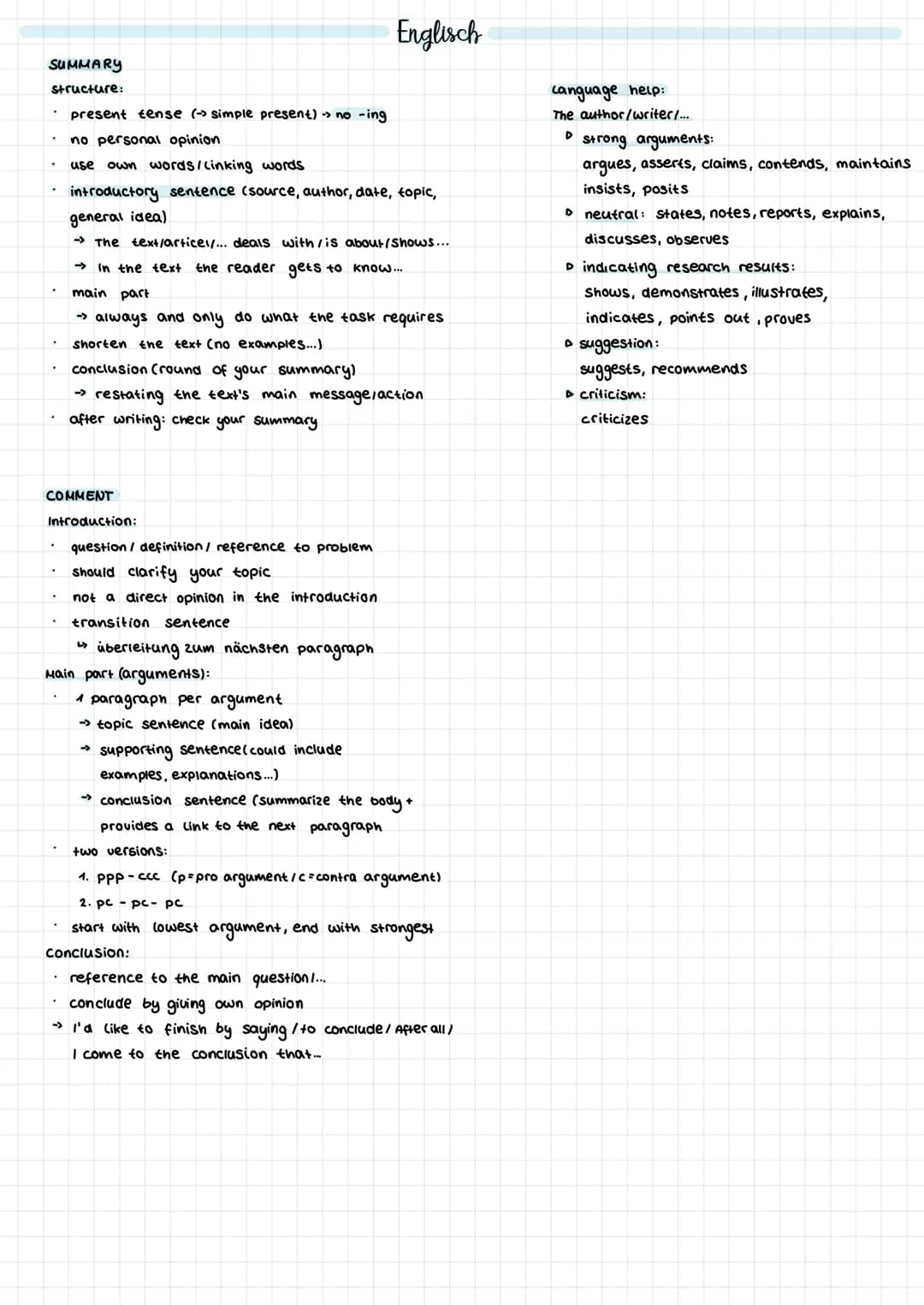 # Englisch
## ANALYSIS
### Types of articles:
* **News article**
* focus on factual information
* provides mainly answers to