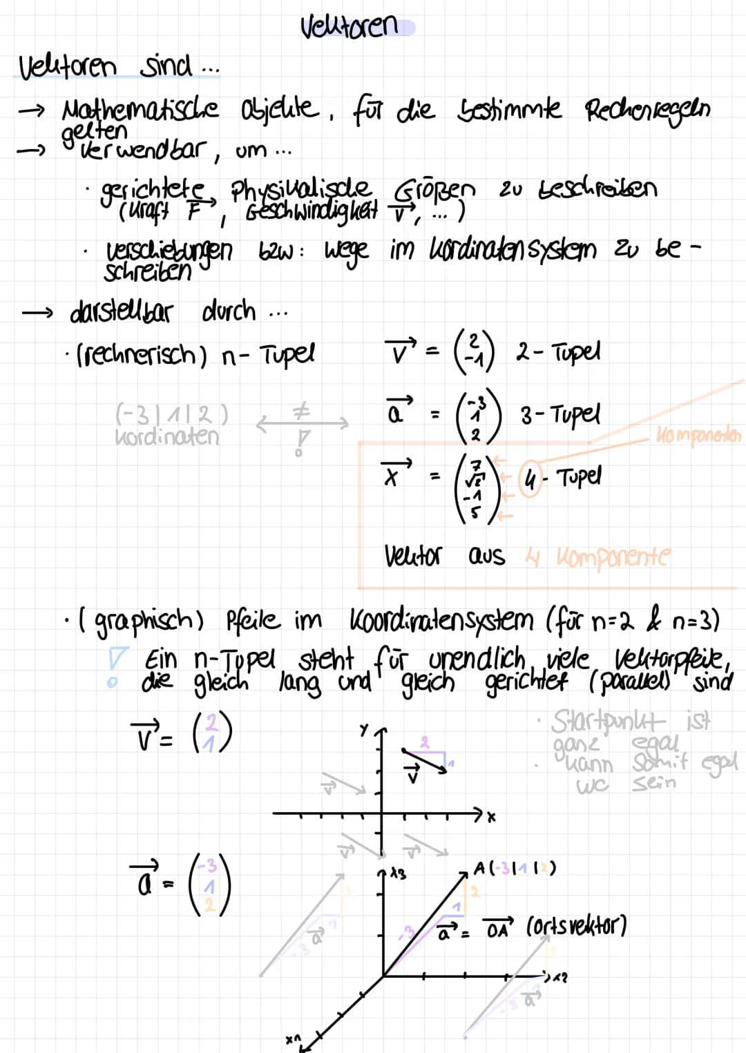 # Vektoren
## Vektoren sind ...
- Mathematische Objekte, für die bestimmte Rechenregeln gelten
- verwendbar, um...
- gerichtete, Physika