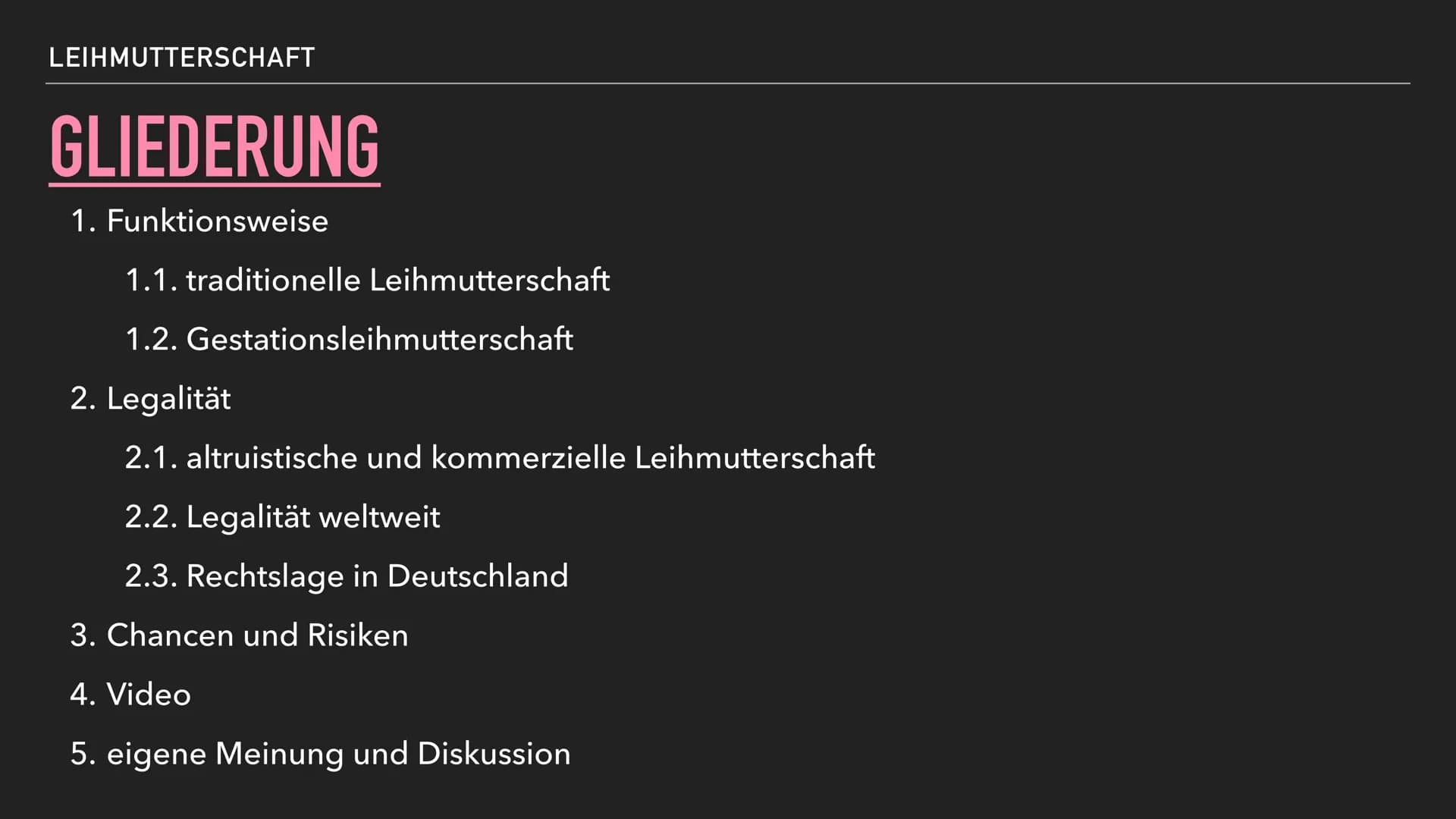 # LEIHMUTTERSCHAFT
## Definition
> "Das Austragen eines Kindes durch eine Frau, die sich vor Beginn ihrer Schwangerschaft dazu verpflichtet
