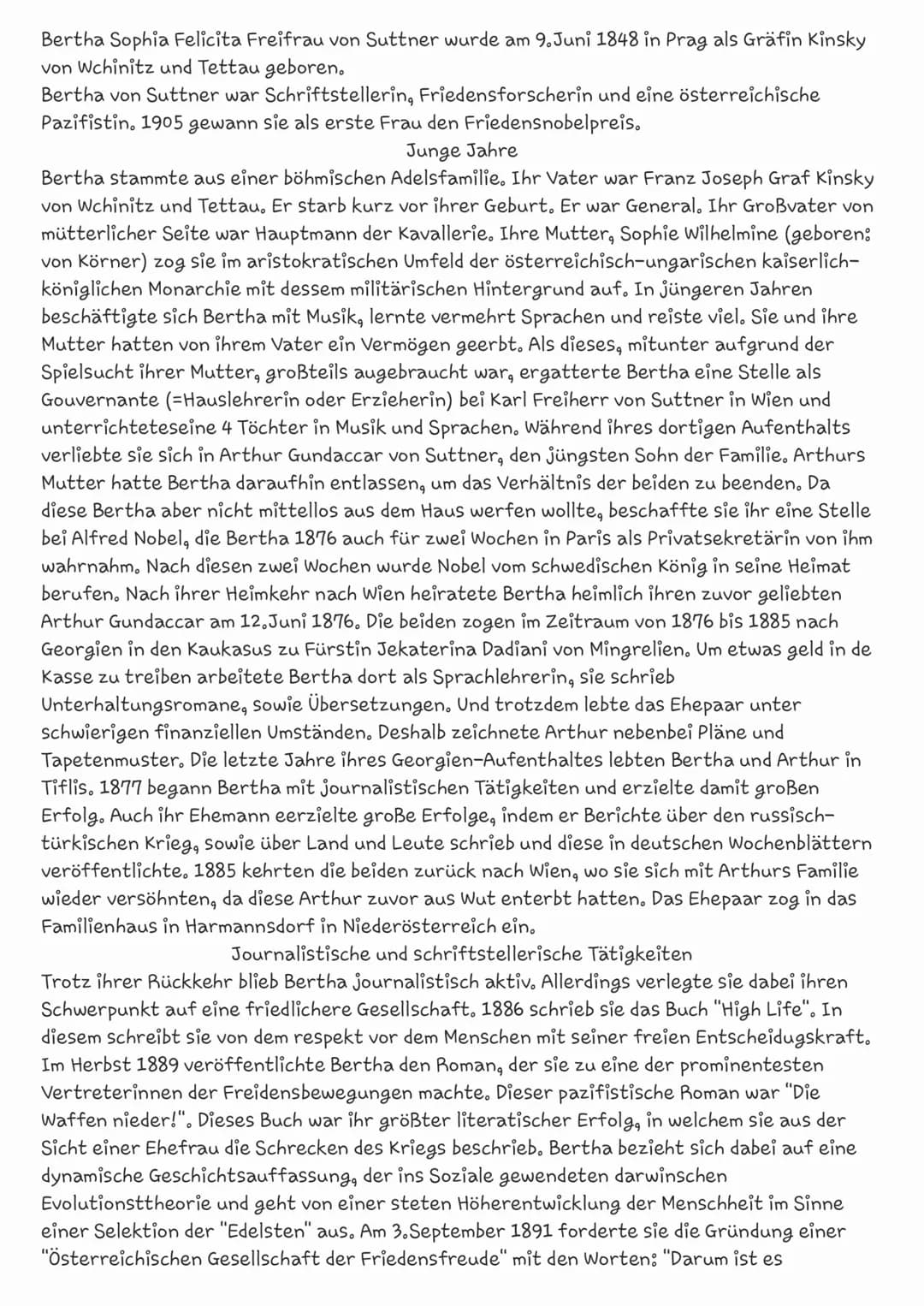 # Berth a Sophia Felicito
Freifrau von Suttner
Die Derson, um die es heute geht.
Eine Wiener Schriftstellerin, Friedens forscherin
und Pazi