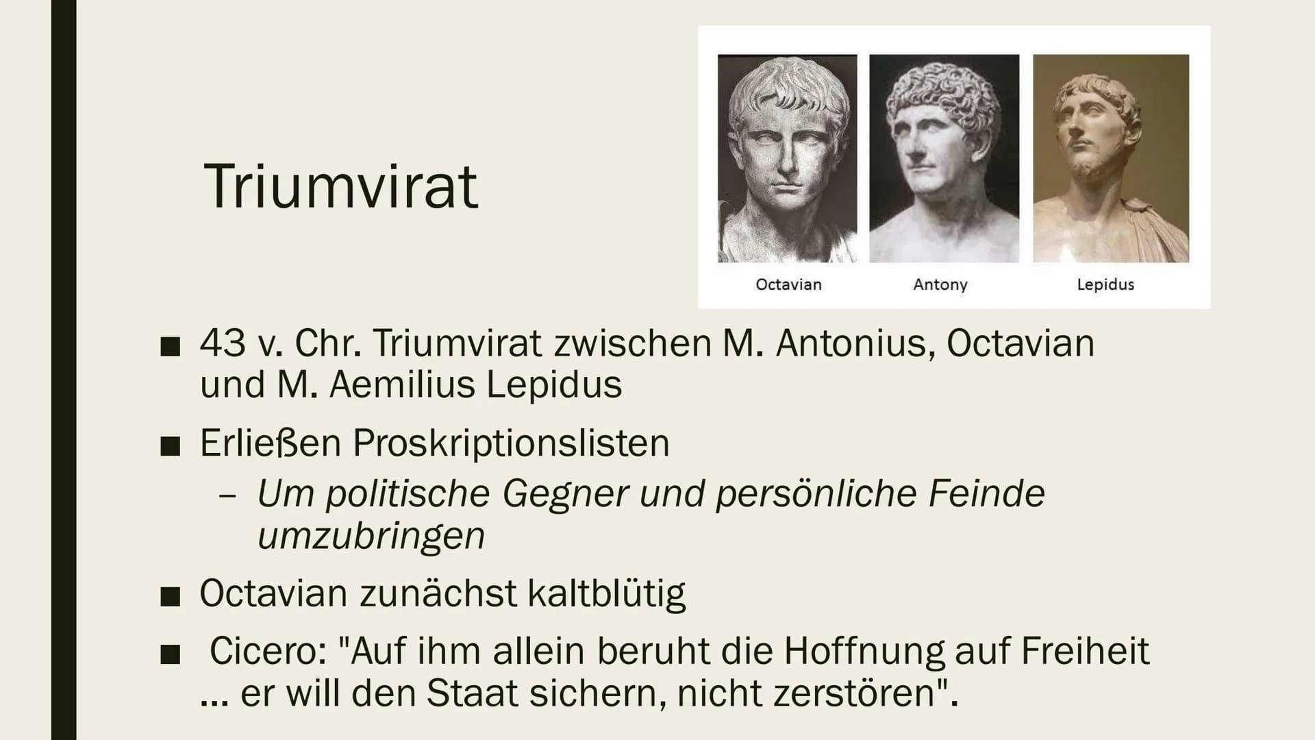 KAISER
AUGUSTUS
Eine Präsentation von und Ilinca
Michels # Inhalt
- Allgemeines
- Kindheit und Jugend
- Der Nachfolgestreit
- Triumvirat
- D