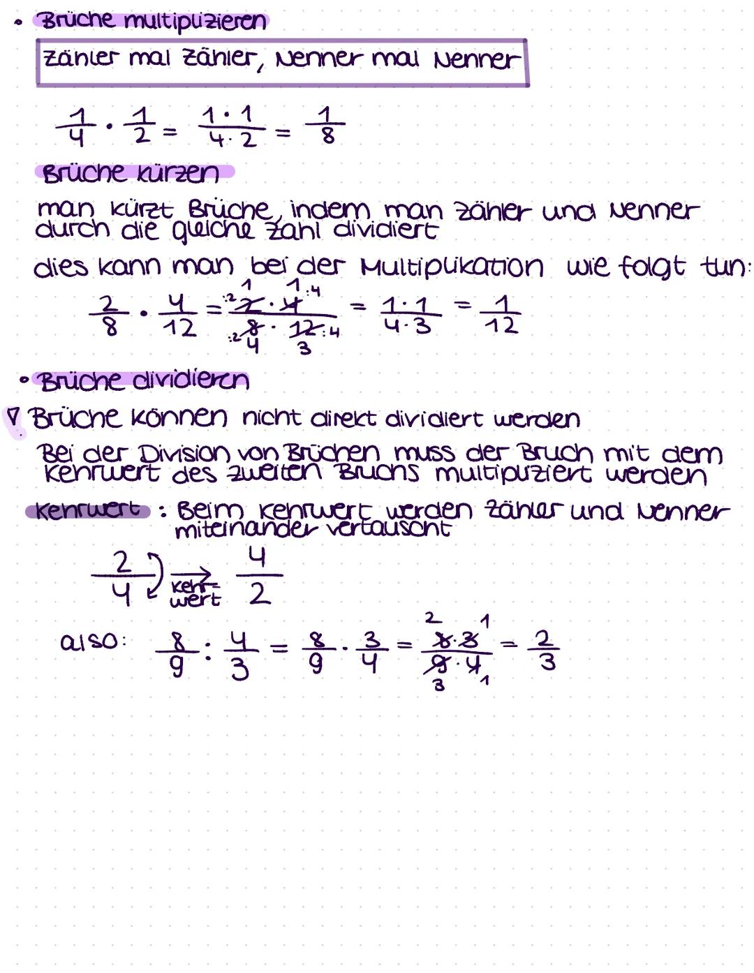 ·
BASICS BRUCHRECHNUNG
• Aufbau eines Bruchs
1 < Zähler
2
Nenner
• Addition von Brüchen
→ nur zähler werden addiert:
1/2 + y = //
8
Brüche m