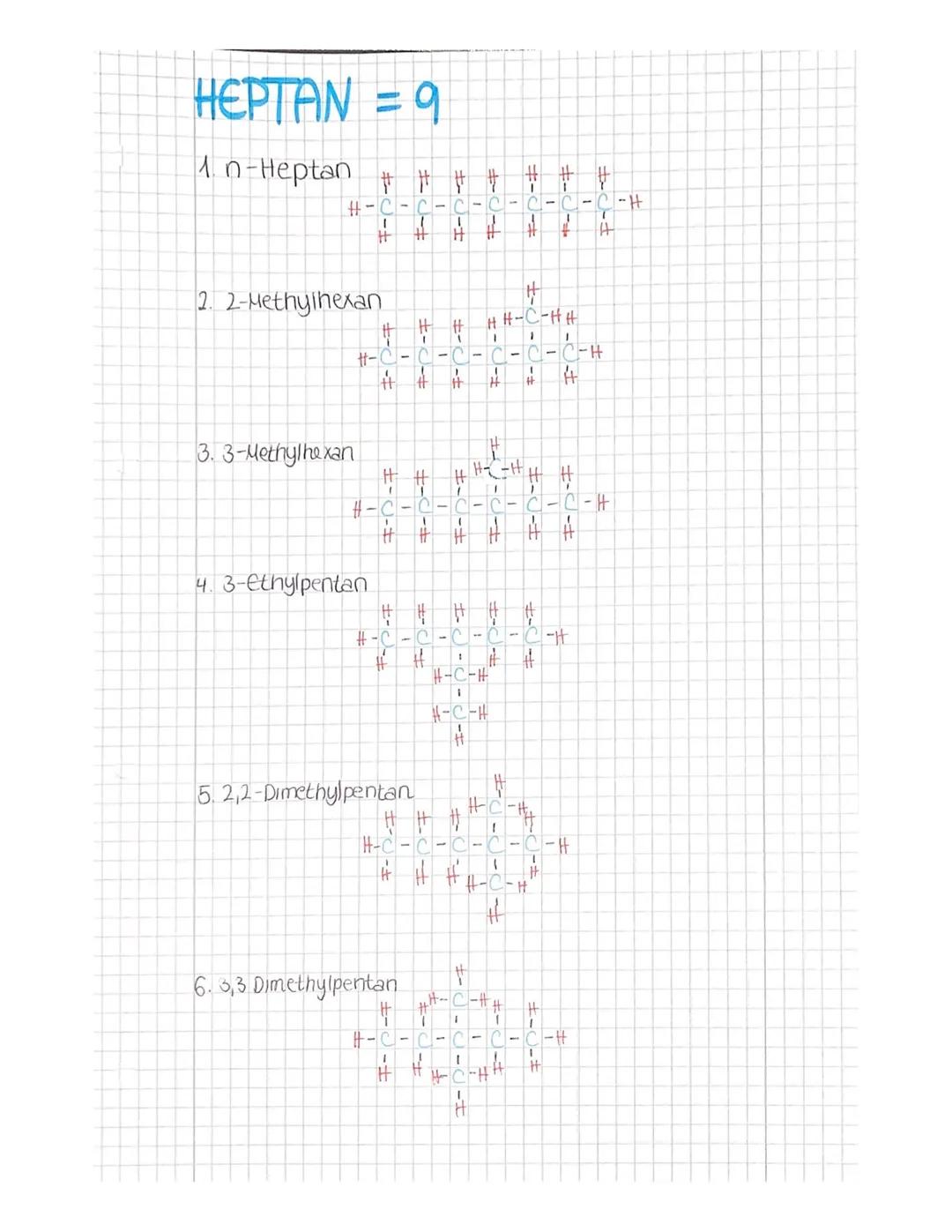 Butan = 2
In-Butan
H-C-
2.2-Methylpropan H-C-H
4.n-Pentan
H-C-
PENTAN = 3
H-C-
キーワーキ
2.2-Methylbutan
32,2 Dimethylpropan
#
1
-H
H
##
#
#
#
H