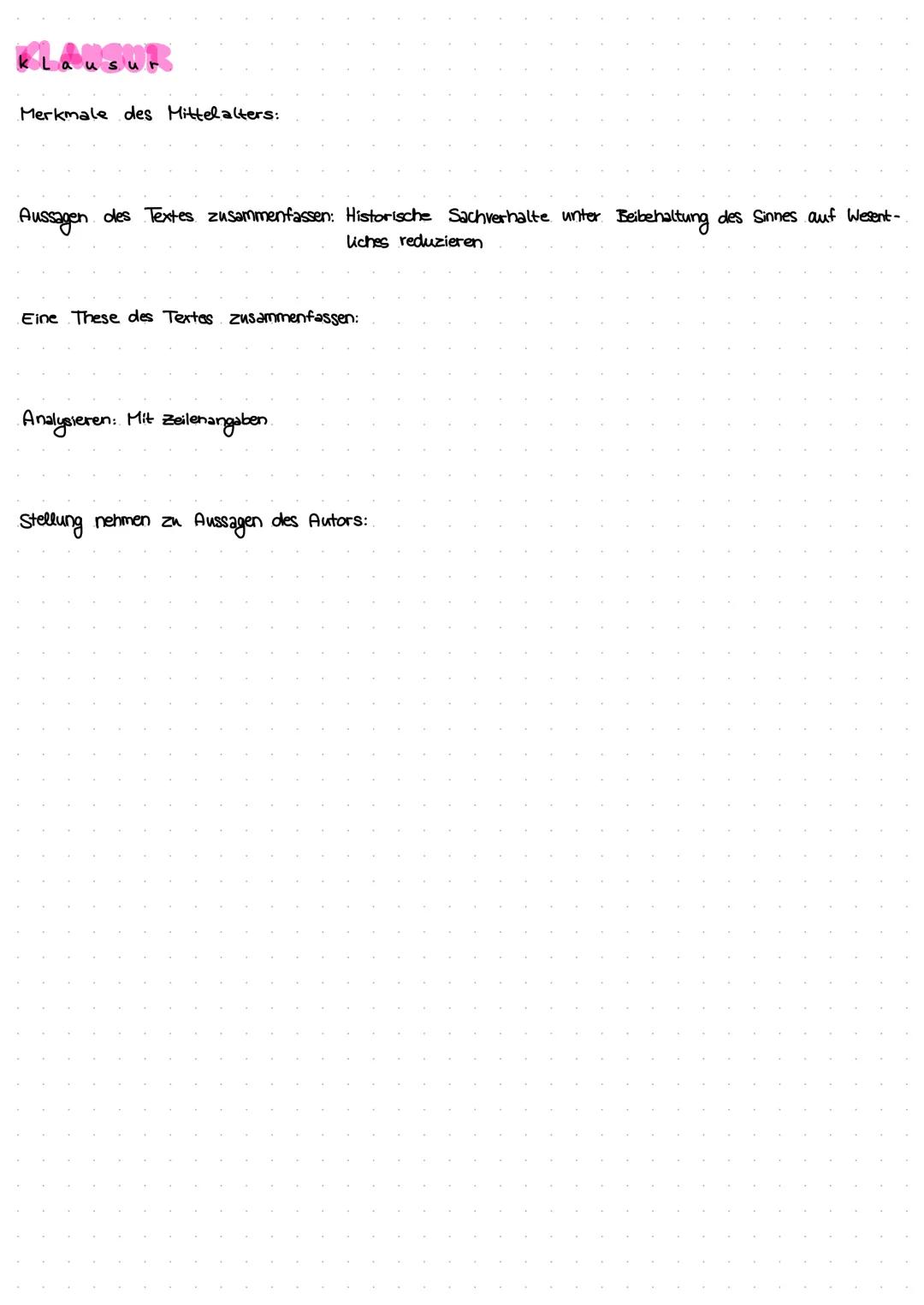 # MITTELALTER
Zeit: 500-1500
Kirche/Religion: Zentrum allen Handelns alle Lebensbereiche sind davon durchdrungen
↳ Weltbild wurde von der Ki