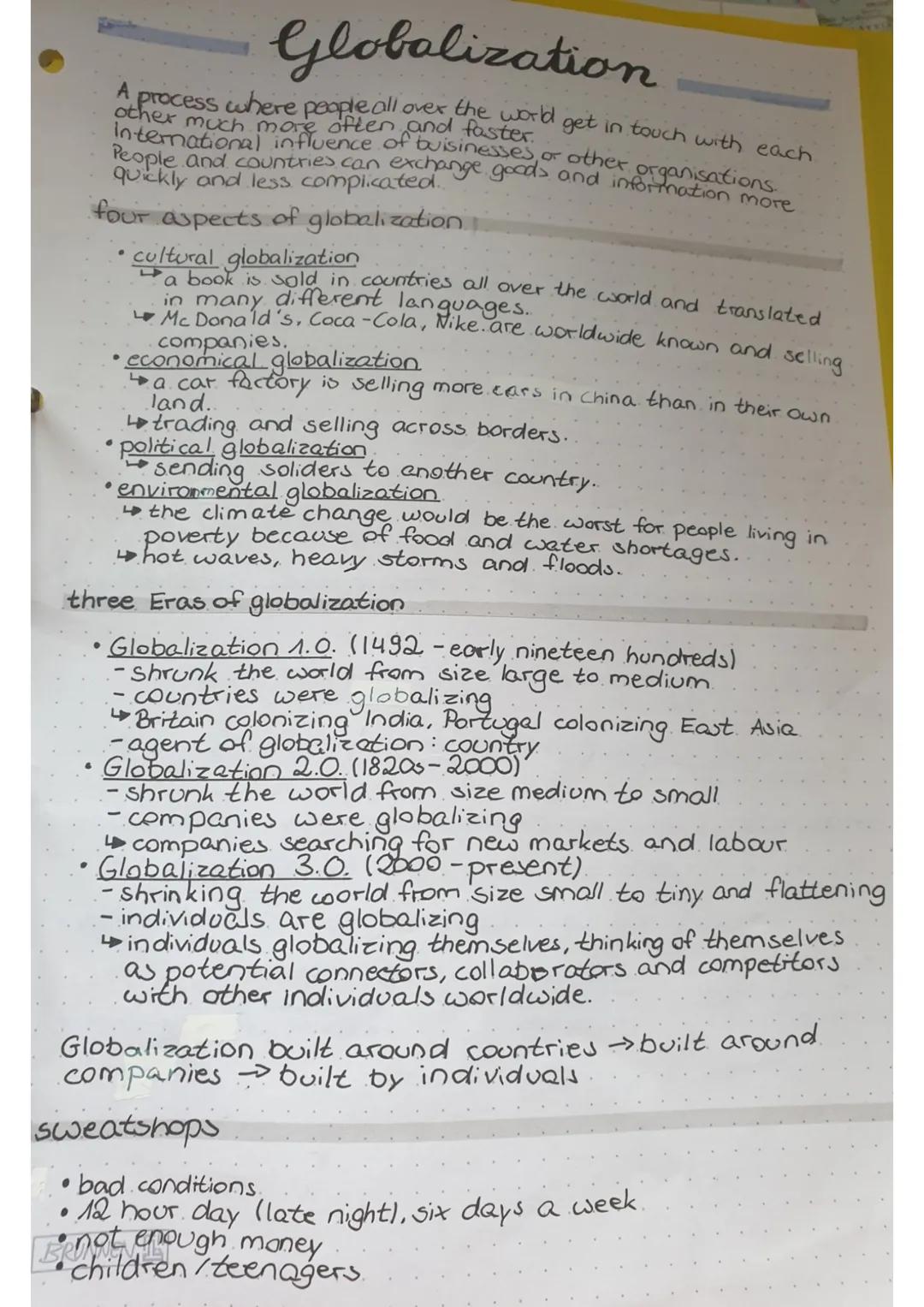# Globalization
axprocess where people all over the world get in touch with each
People and countries can exchange goods and information mo