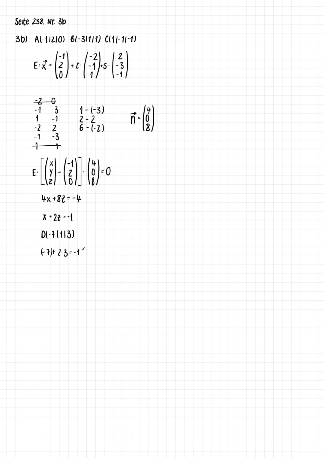 # Seite 266, nr. 1a.b
1
P(10|-6|3) Q(0|0|3)
R(5|-7.5|7.5) S(2.5|-4.5|6)
$g: \vec{x} = \begin{pmatrix} 0 \\ 3 \\ 3 \end{pmatrix} + t \begin