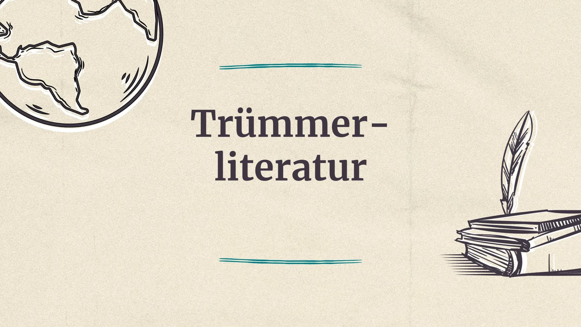 # Trümmerliteratur (1945-1950)
Eine deutsche Literaturepoche direkt nach
dem 2. WK, die nur 5 Jahre lang andauert.
Sie beschäftigt sich mit