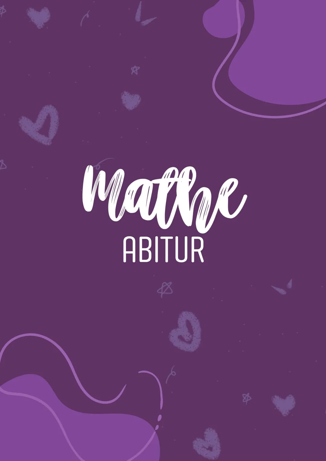 Mathe
ABITUR # schriftliche Abiturprüfung
1. Teil: 3 Aufgaben: Analysis, Geometrie, Stochastik (verpflichtend)
2 von 6 Aufgaben selber au