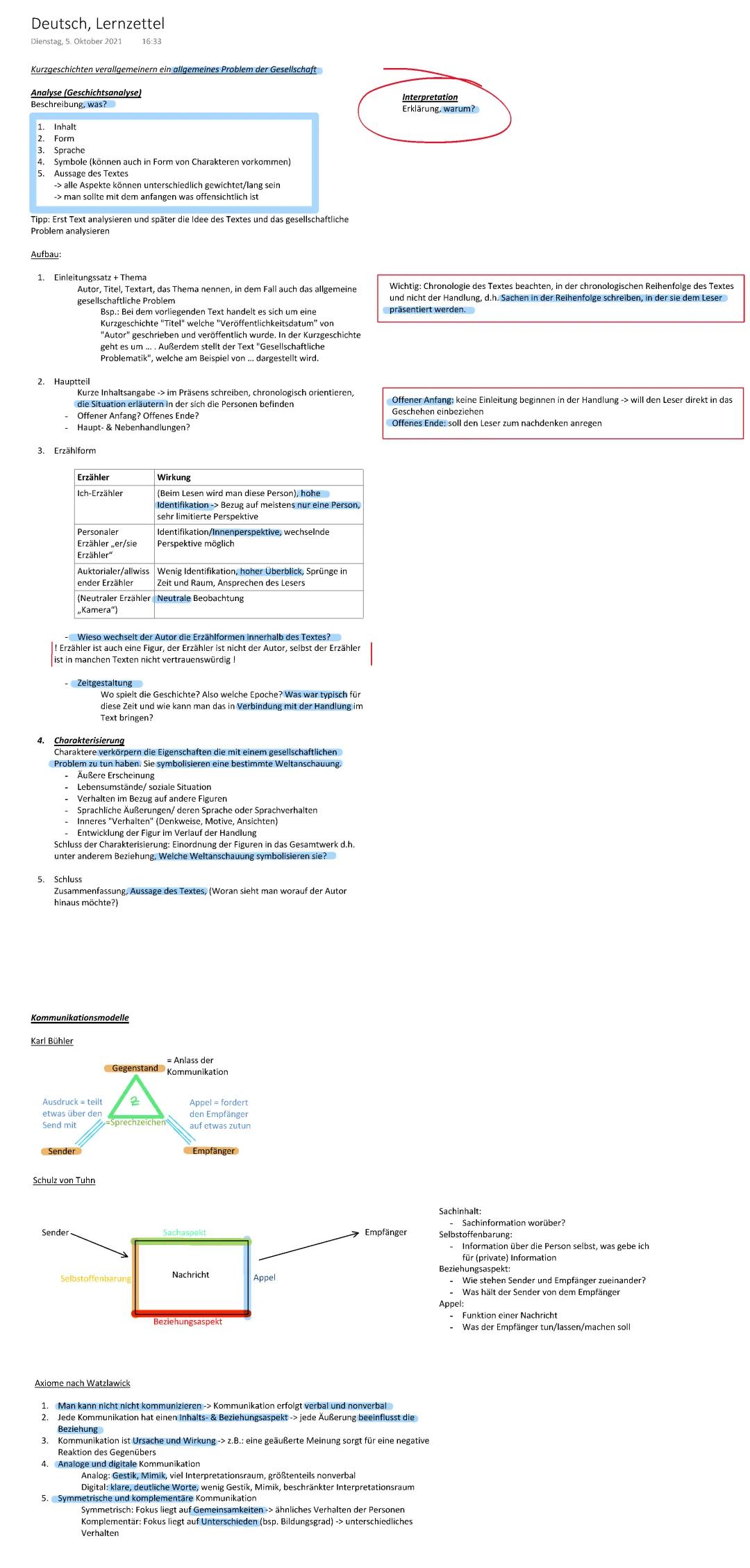 Analyse Kurzgeschichte