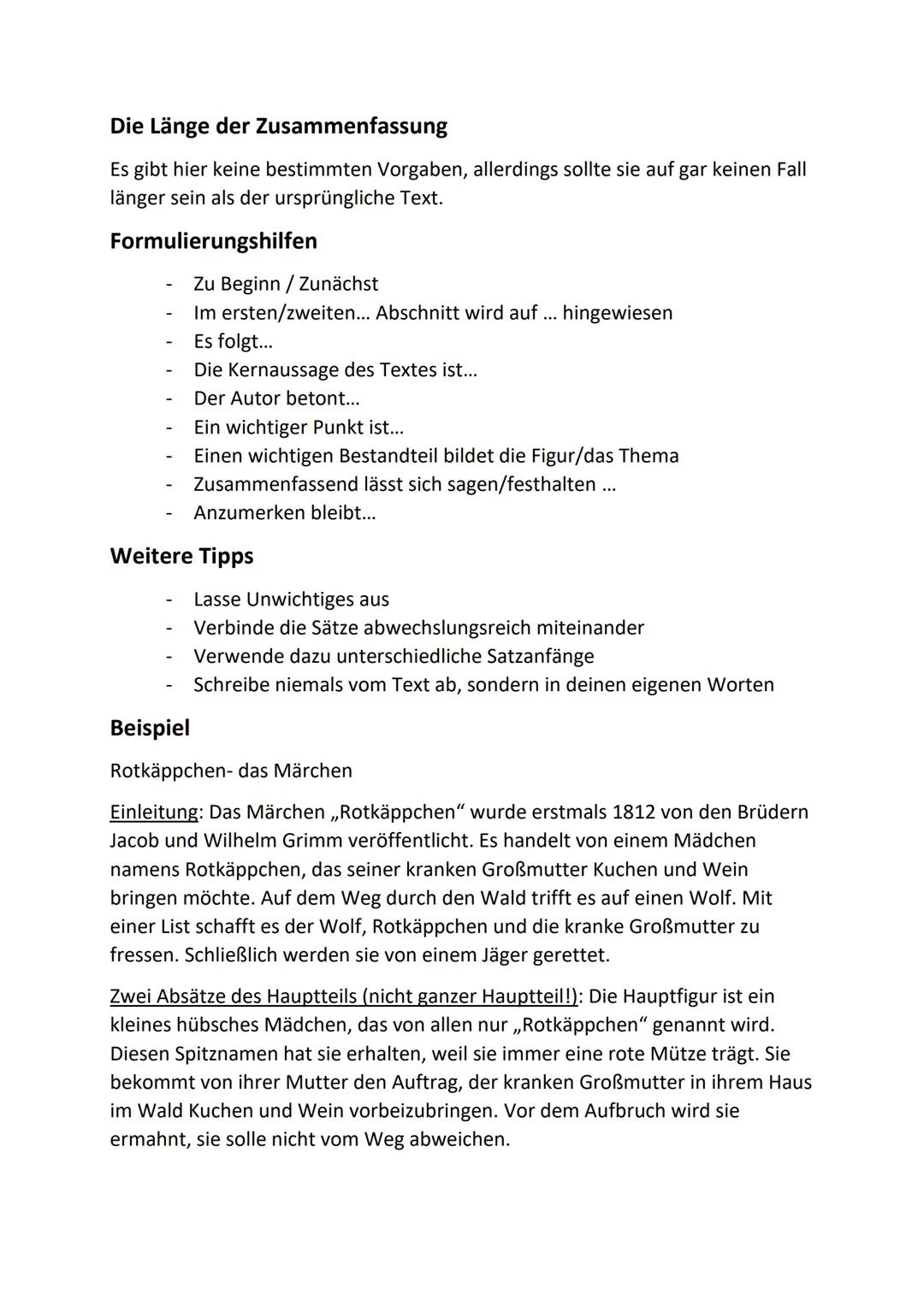 Zusammenfassung schreiben - wie geht das?
In einer Zusammenfassung wird der wichtigste Inhalt eines Textes mit eigenen
Worten wiedergegeben.