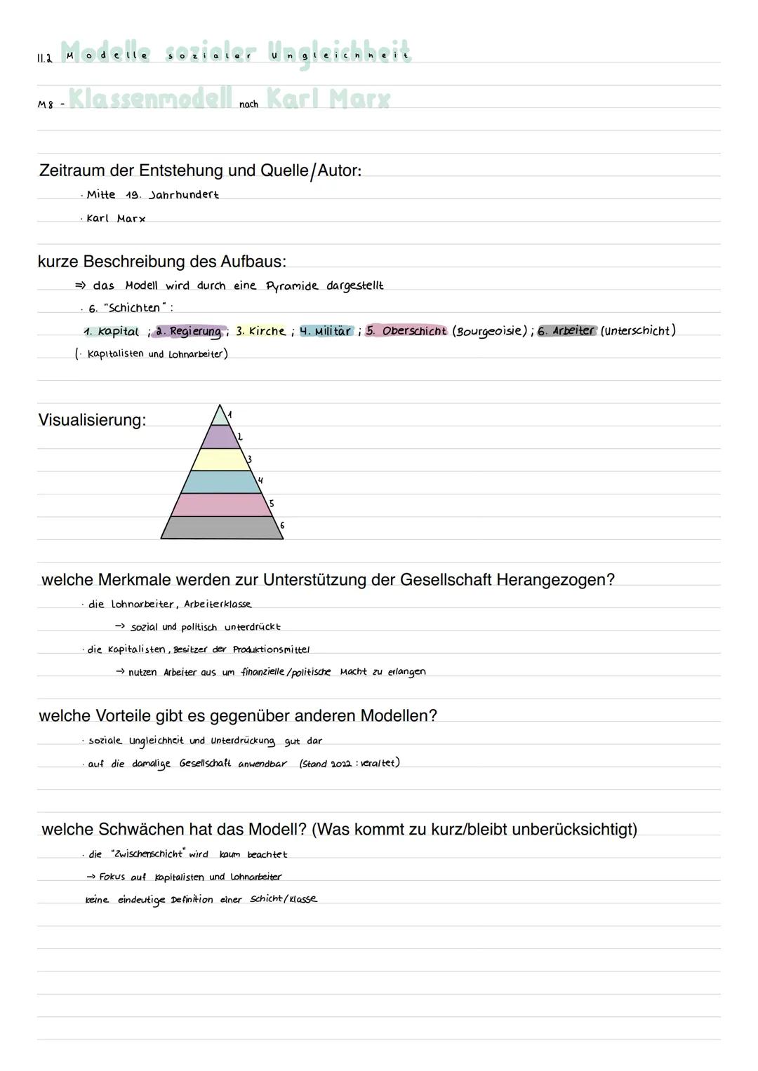 11.2 MO
Modelle sozialer Ungleichheit
-Klassenmodell nach Karl Marx
M8 -
Zeitraum der Entstehung und Quelle/Autor:
· Mitte 19. Jahrhundert.