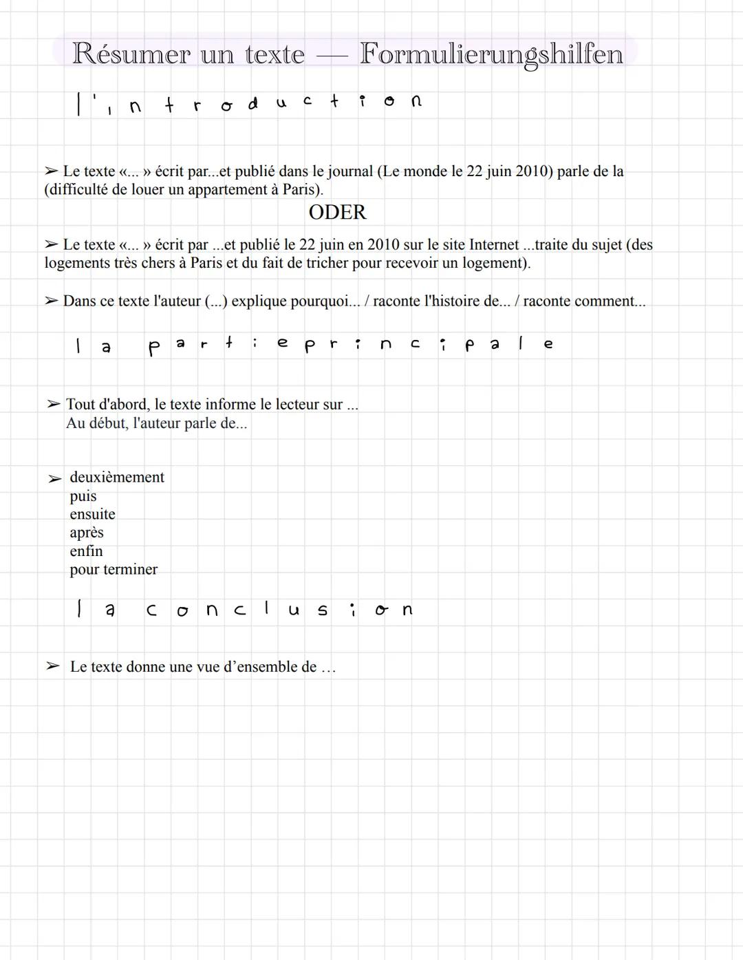 Résumer un texte
1
n
a
T
t
P
> Le texte <<...> écrit par...et publié dans le journal (Le monde le 22 juin 2010) parle de la
(difficulté de l