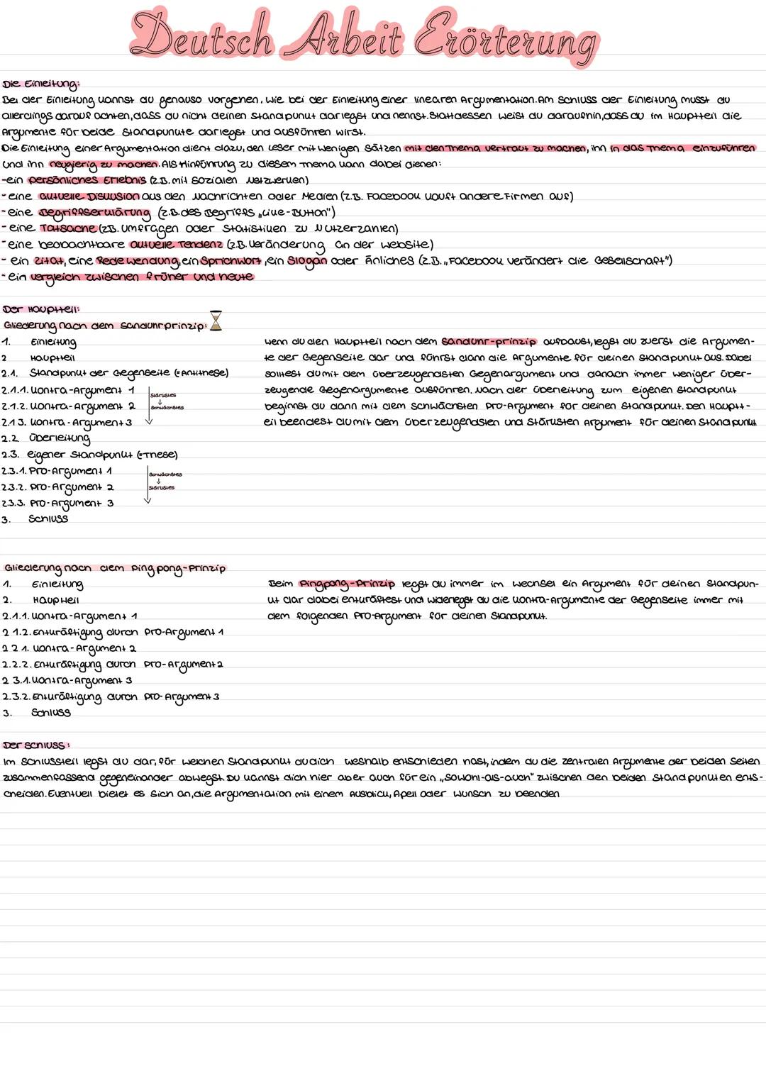 # Deutsch Arbeit Erörterung
Die Einleitung:
Bei cler Einleitung wannst du genauso vorgenen, wie bei der Einleitung einer linearen Argument
