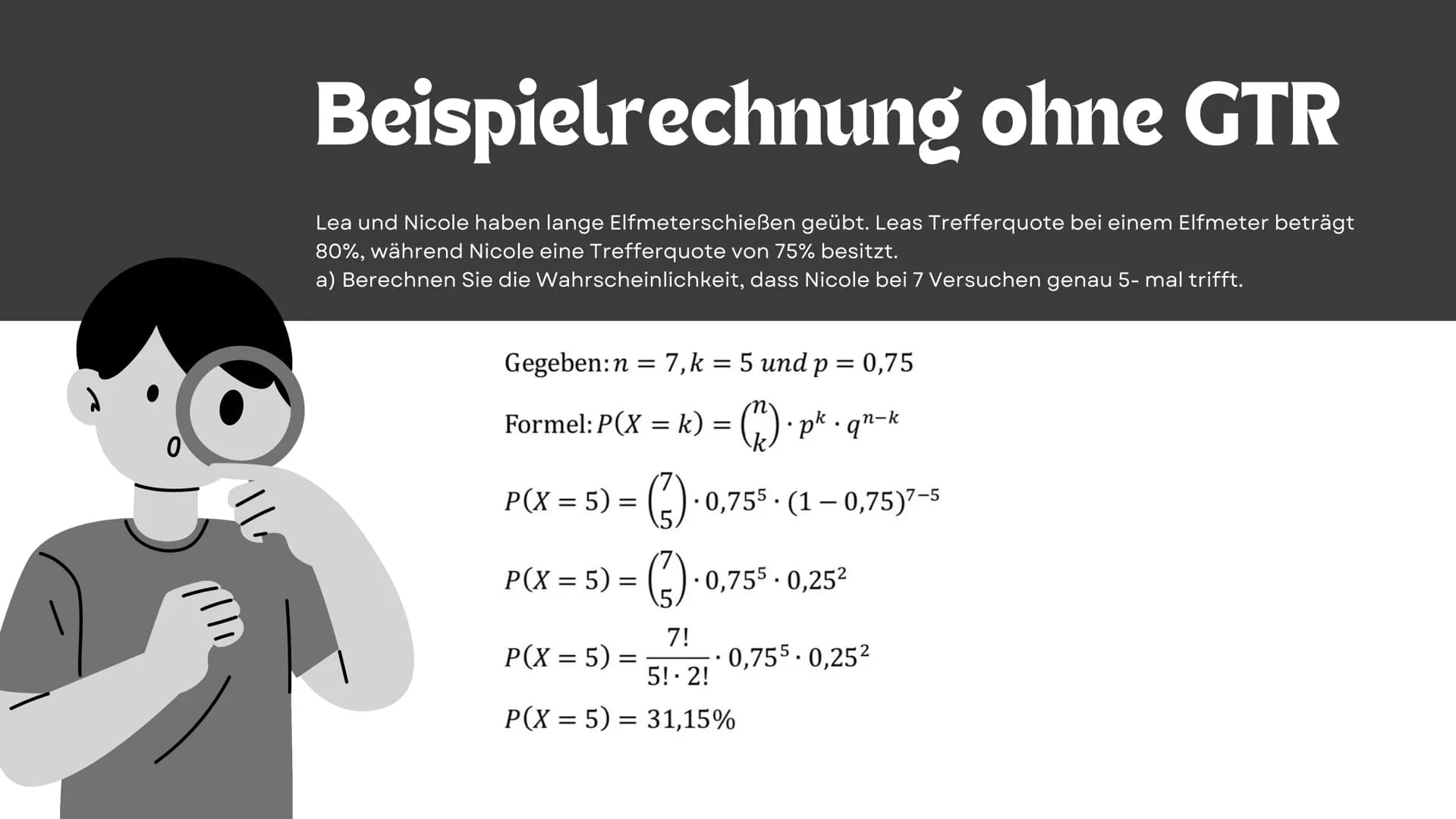 BINOMIALVERTEILUNG
Von Lea und Nicole # Teil 1
1
Bernoulli
2
Binomialverteilung # Bernoulli -
## EXPERIMENT
Als Bernoulli-Experiment bez